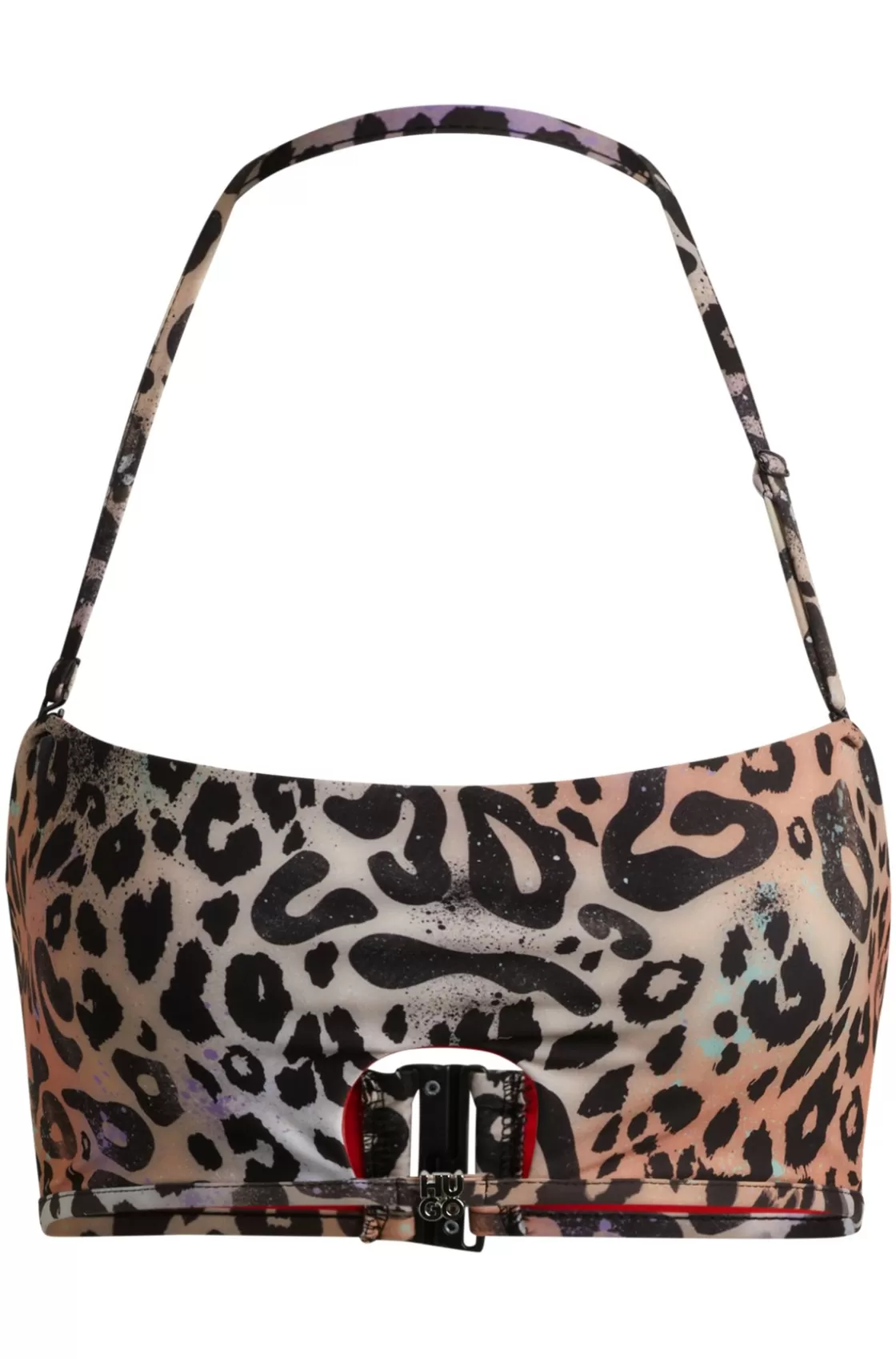 HUGO BOSS Animal-print Bandeau Bikini Top With Stacked-logo Charm Patterned Cheap