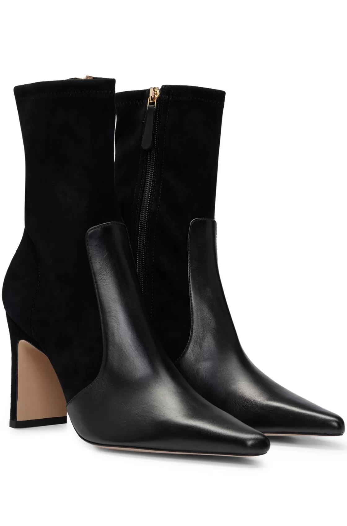 HUGO BOSS Ankle Boots In Suede And Leather With Side Zip Black Sale