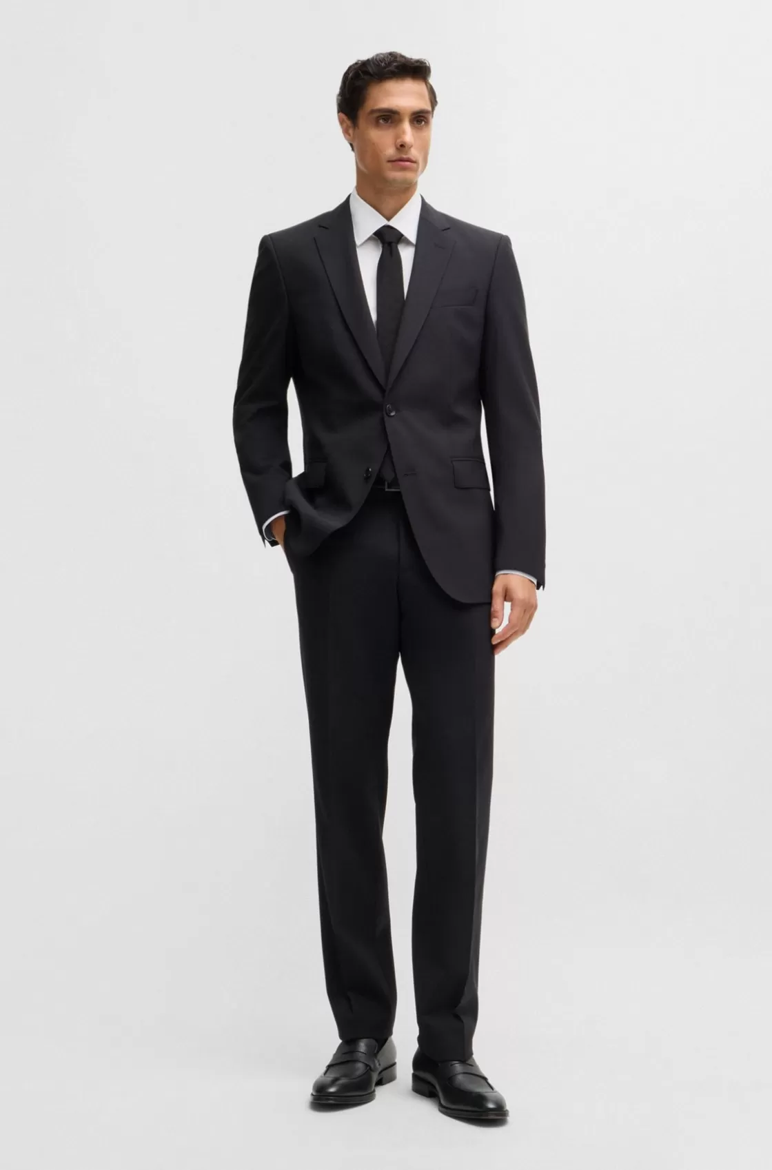 HUGO BOSS Apron-toe Slip-on Loafers In Grained Leather Black Outlet