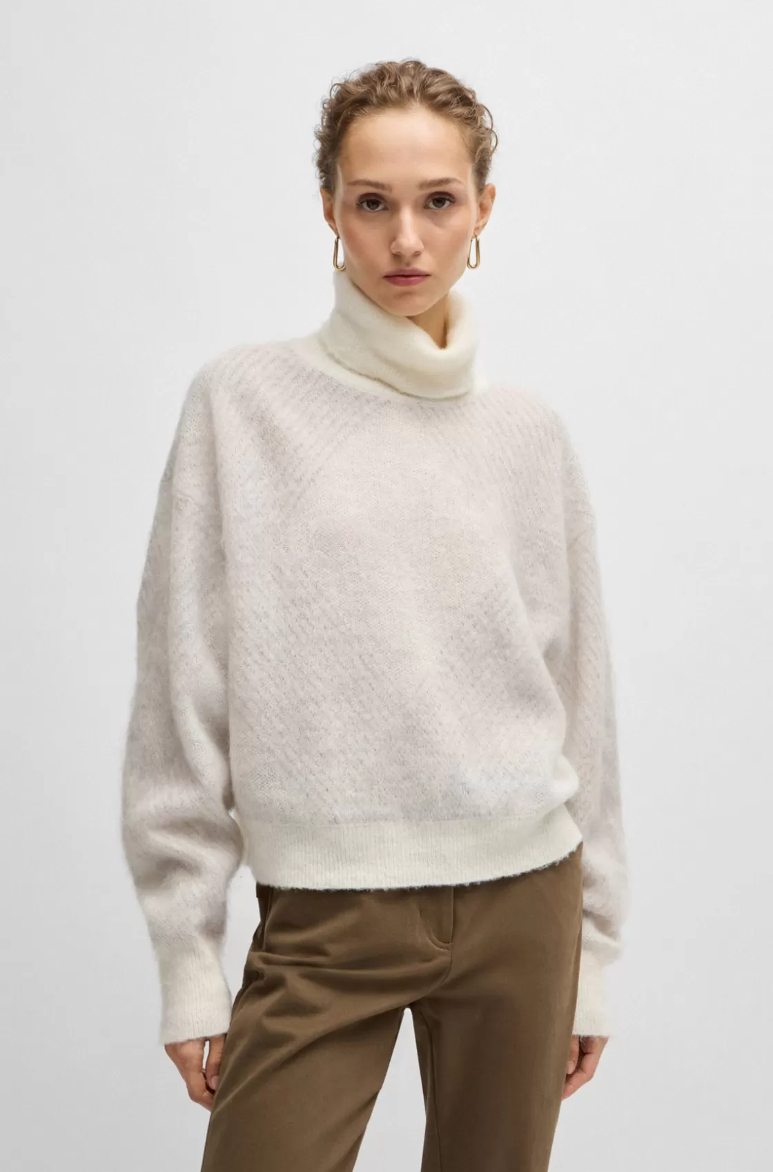 HUGO BOSS Argyle Sweater In A Textured-wool Blend Patterned Cheap