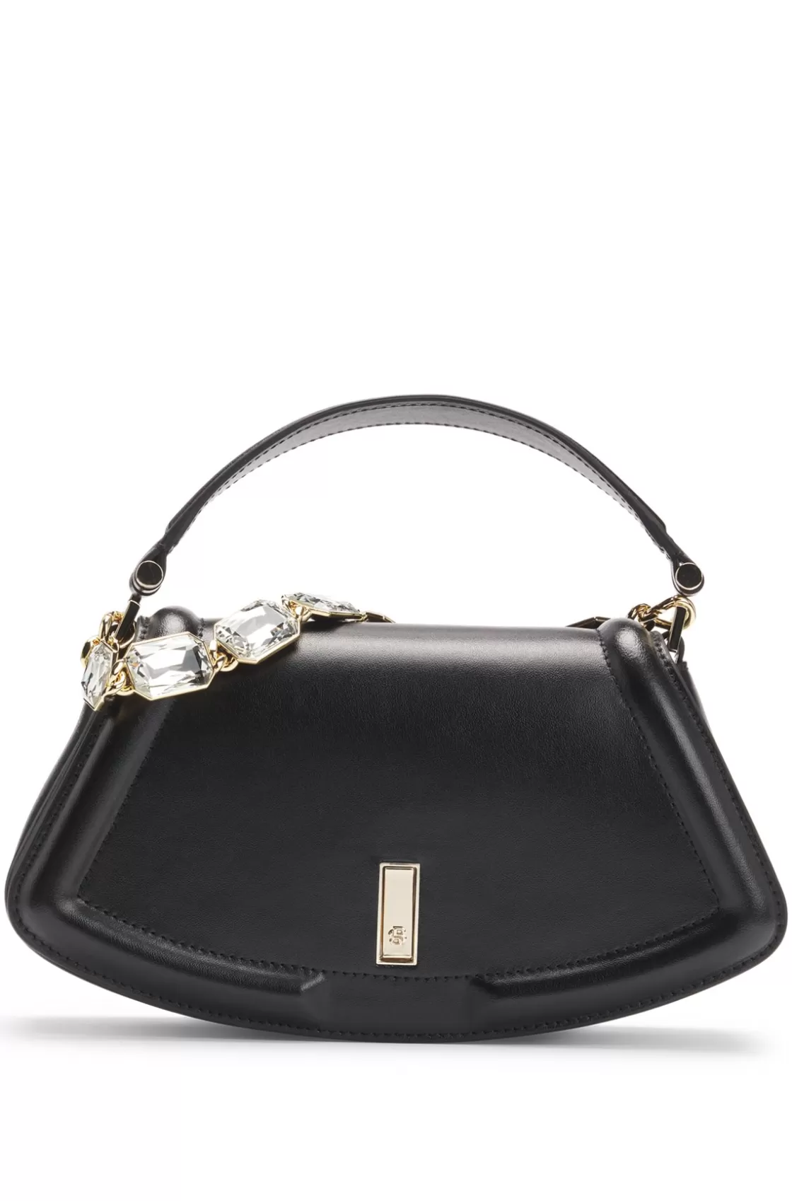 HUGO BOSS Ariell Shoulder Bag In Matte Leather With Gemstone Strap Black Shop