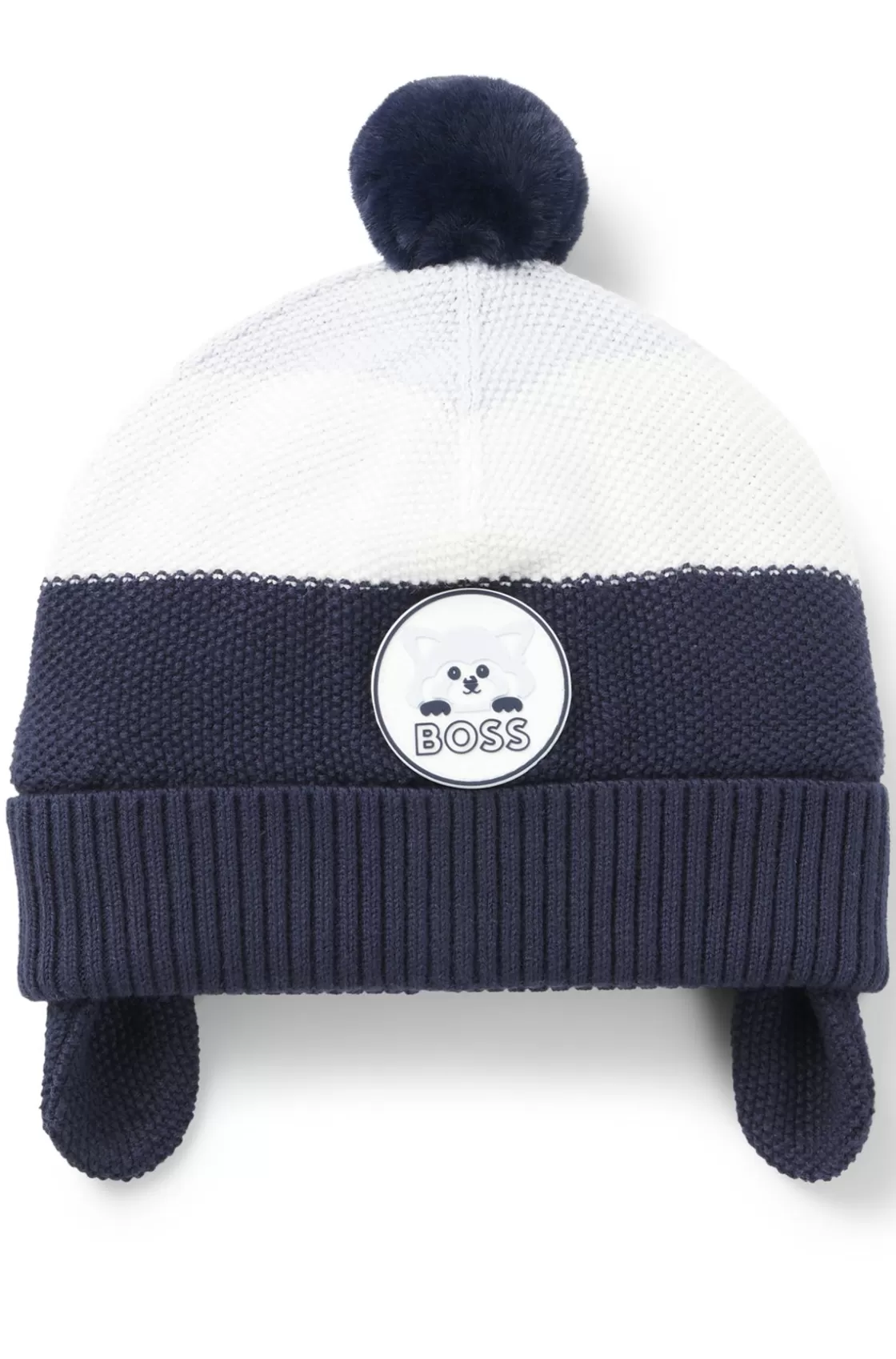 HUGO BOSS Baby Beanie Hat In Cotton With Red-panda Badge Dark Blue Best