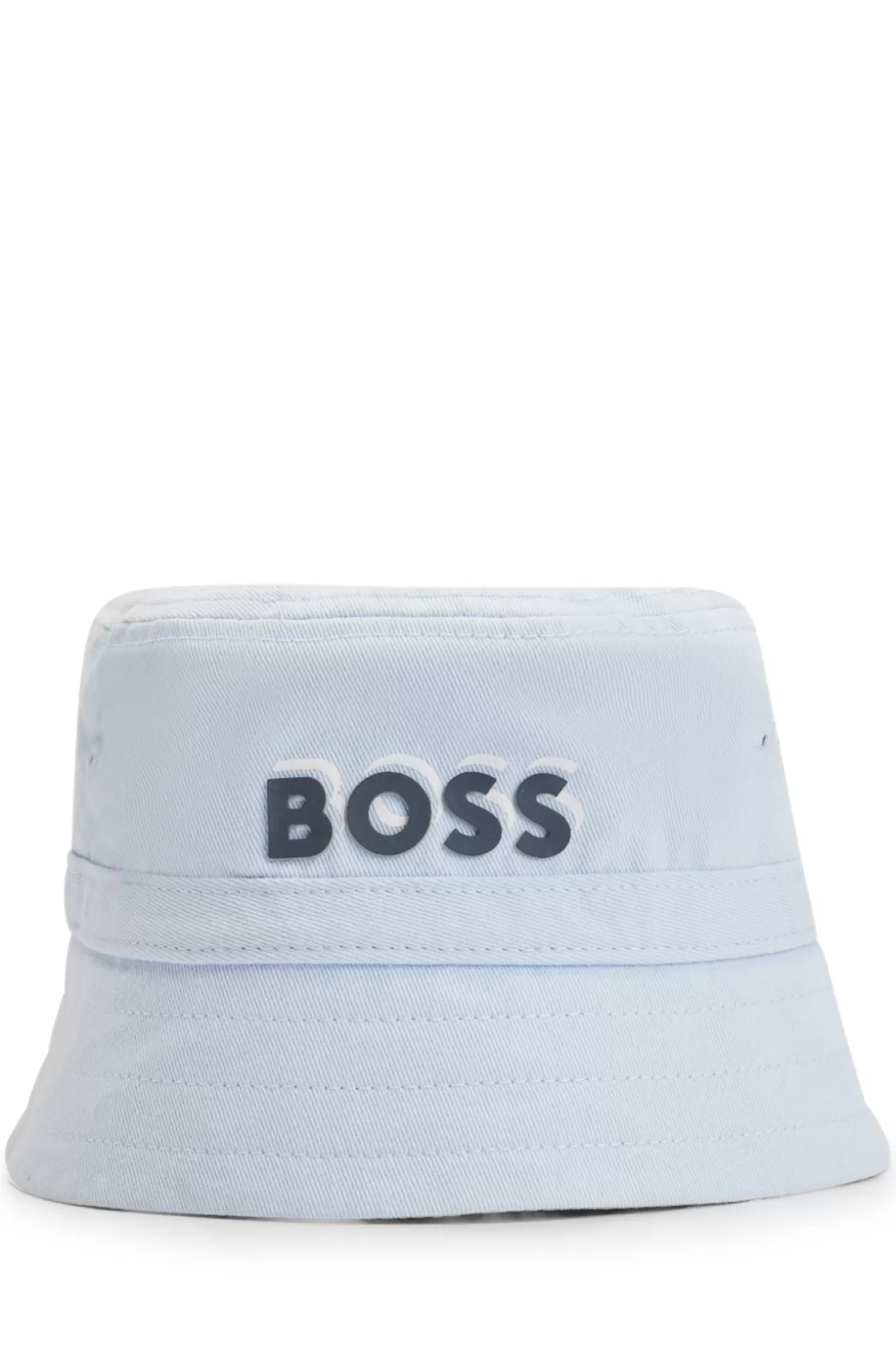 HUGO BOSS Baby Bucket Hat In Cotton Twill With Logo Print Light Blue Fashion
