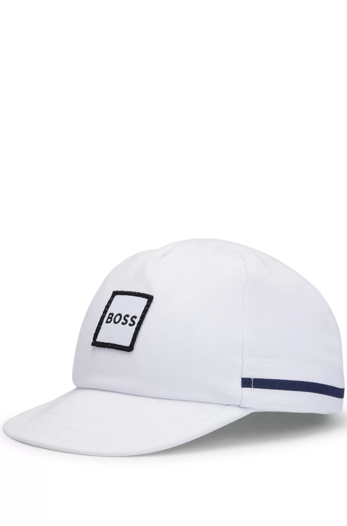 HUGO BOSS Baby Cap In Cotton With Logo Label White Outlet