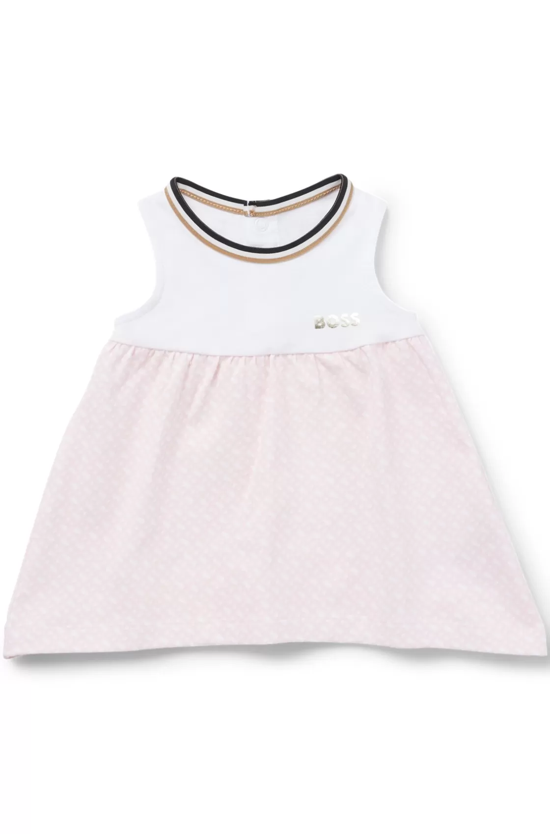 HUGO BOSS Baby Dress In Stretch Cotton With Monogram-patterned Skirt light pink Flash Sale