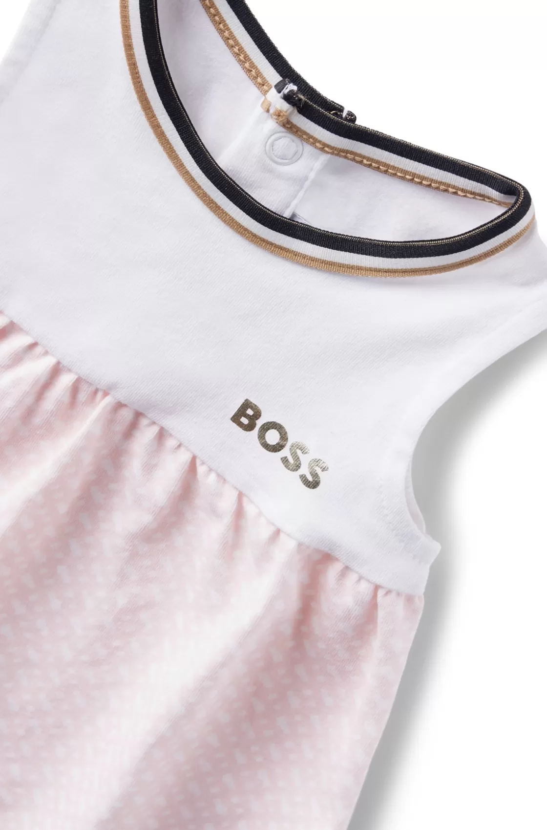 HUGO BOSS Baby Dress In Stretch Cotton With Monogram-patterned Skirt light pink Flash Sale