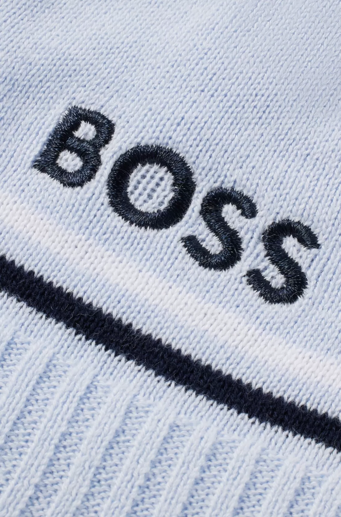 HUGO BOSS Baby Knitted-cotton Hat With Ear Flaps And Pompom Light Blue Best