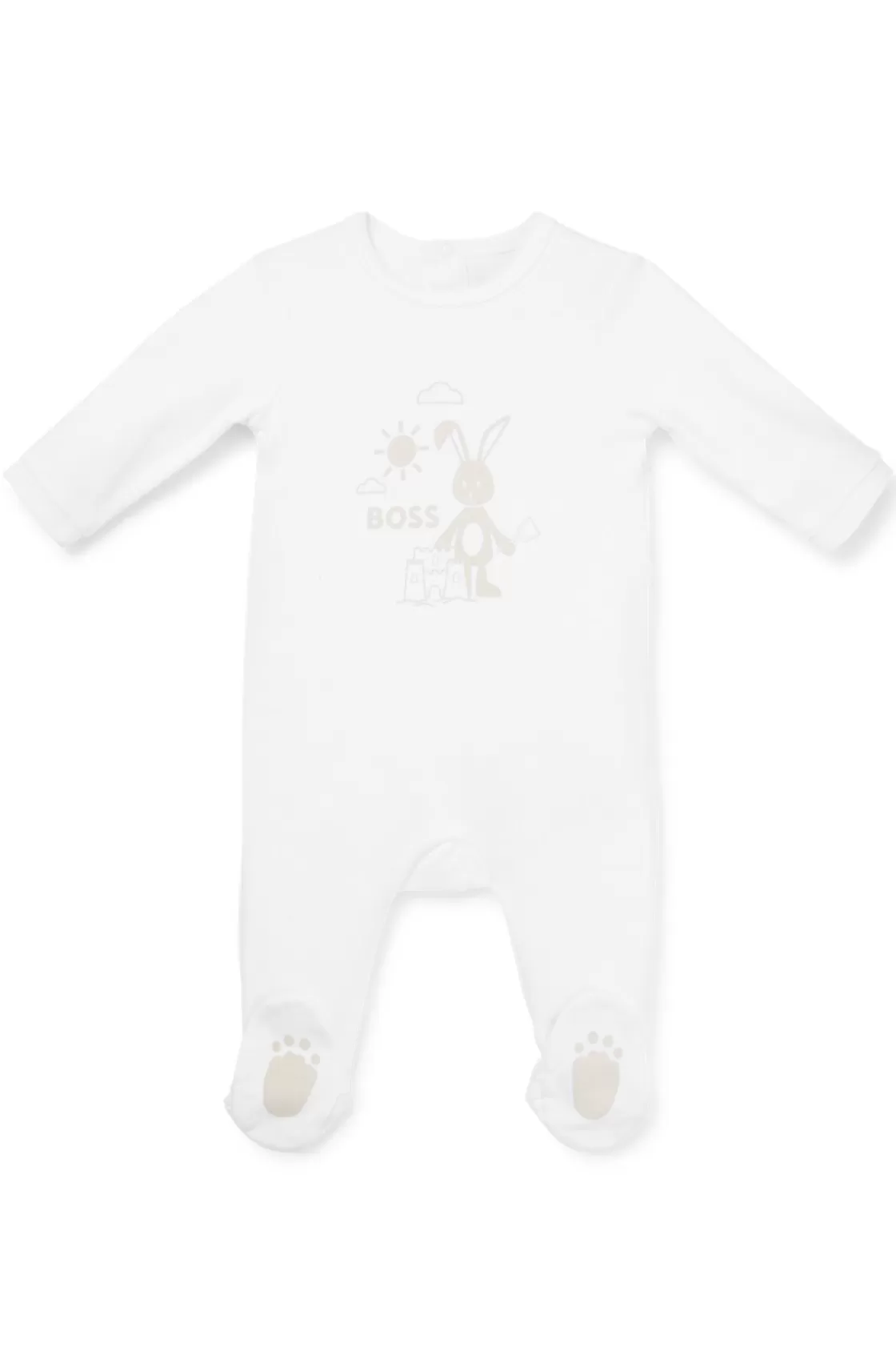 HUGO BOSS Baby Sleepsuit In With Logo Artwork White Clearance