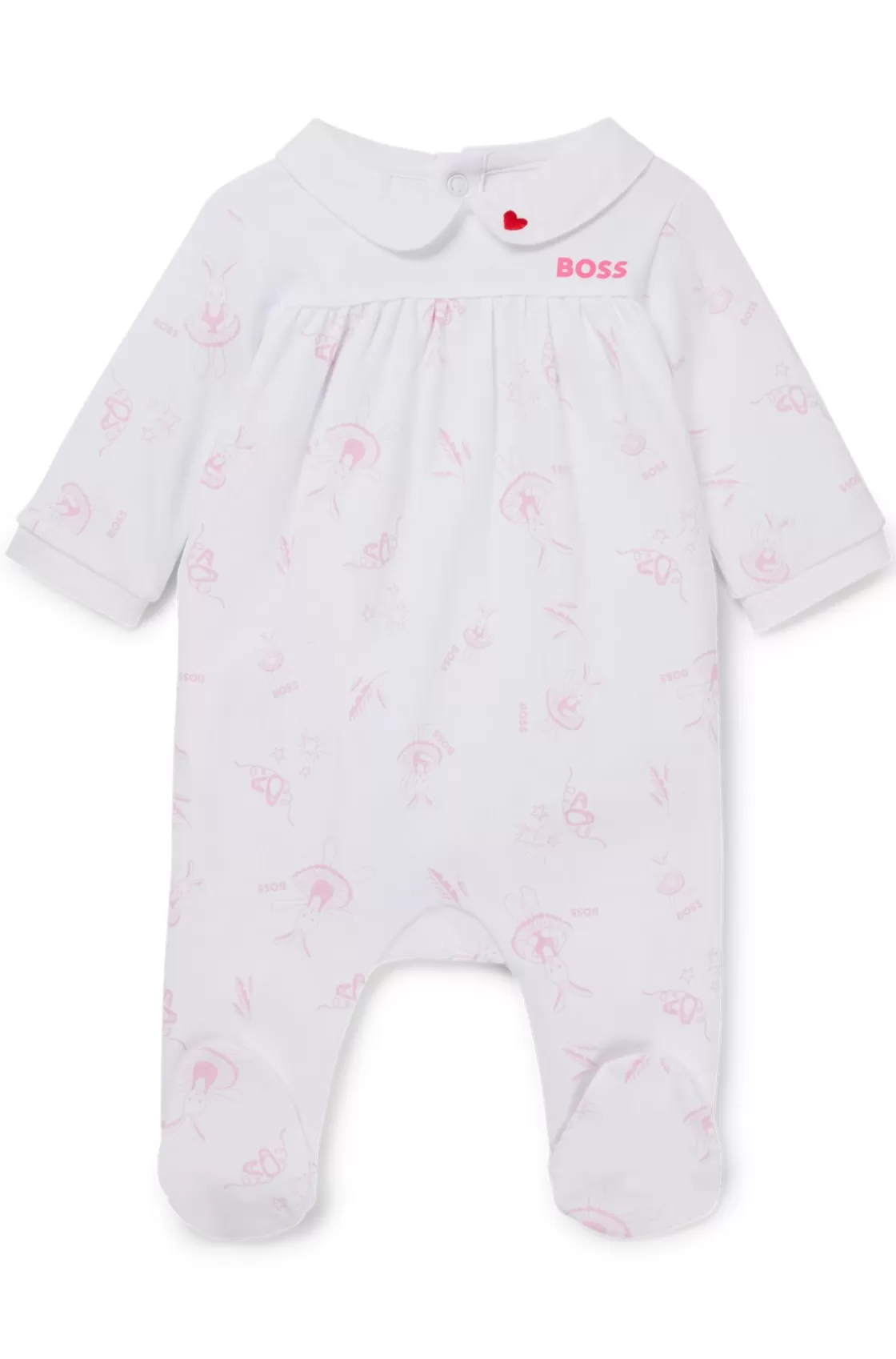 HUGO BOSS Baby Sleepsuit With Bunny Motif And Pan Collar White Online