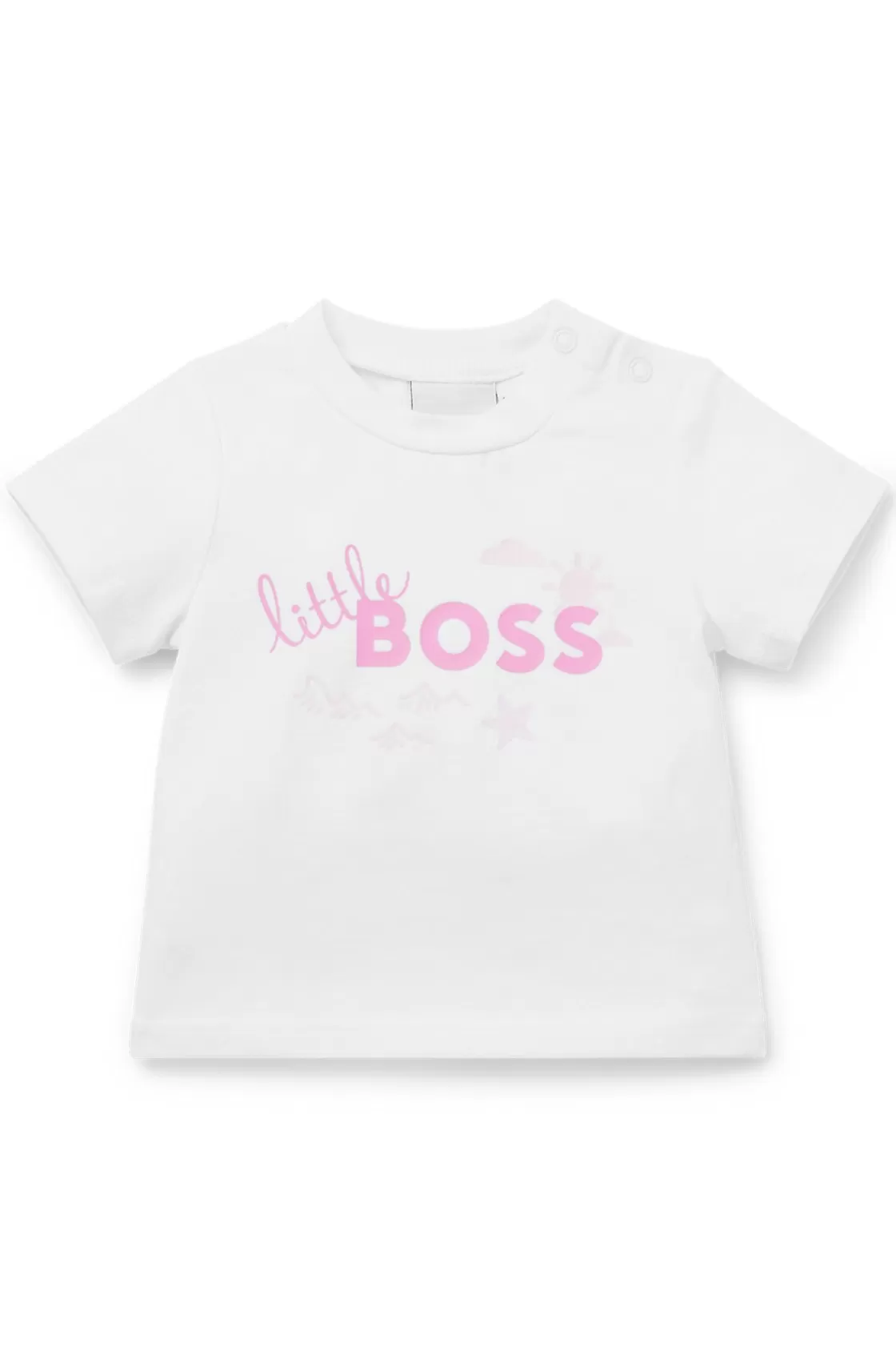 HUGO BOSS Baby T-shirt In Stretch Cotton With Logo Print White Clearance
