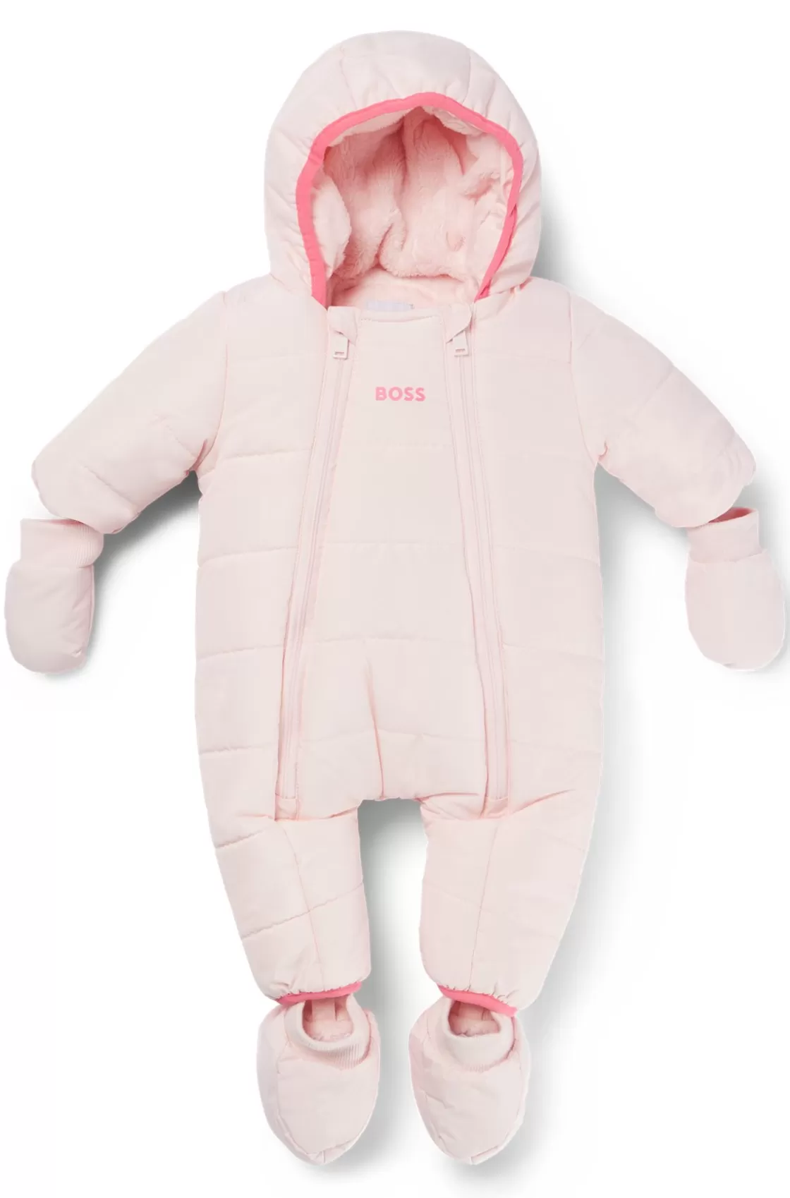 HUGO BOSS Baby Water-repellent Snowsuit With Detachable Mittens And Slippers light pink Hot
