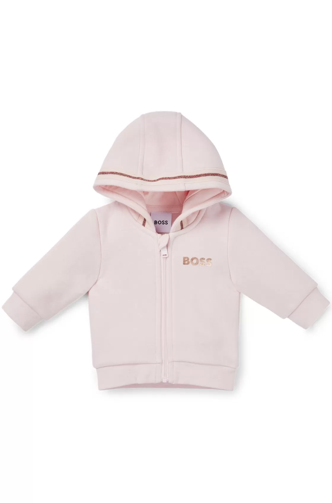 HUGO BOSS Baby Zip-up Hoodie With Embroidered Logo light pink Best Sale