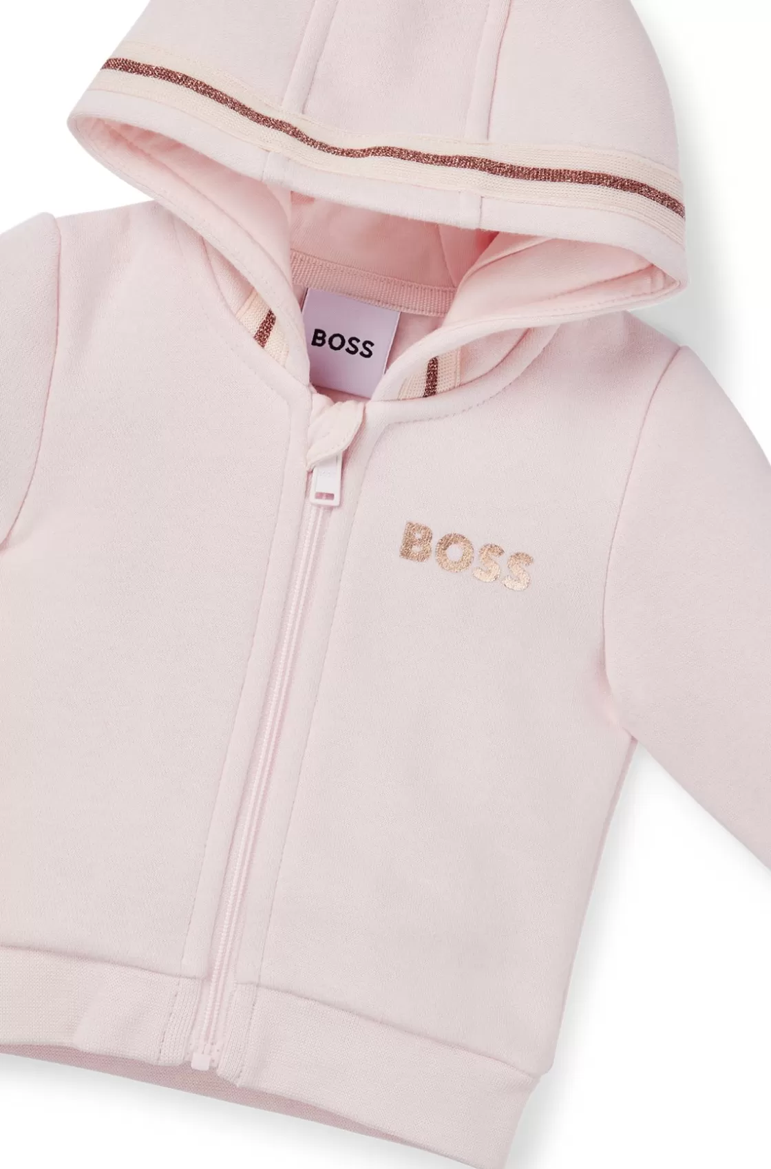 HUGO BOSS Baby Zip-up Hoodie With Embroidered Logo light pink Best Sale