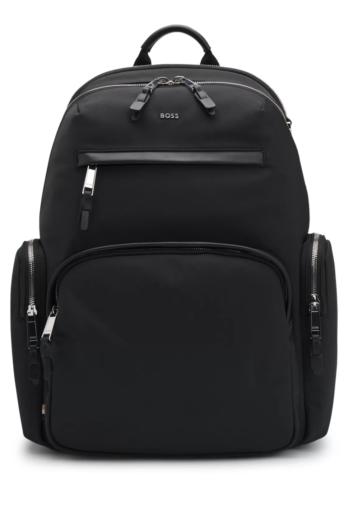 HUGO BOSS Backpack With Leather Trims And Two-way Zip Black Cheap