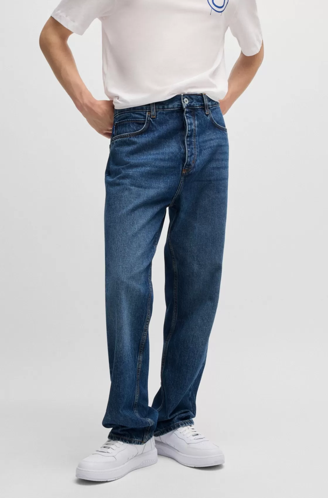 HUGO BOSS Baggy-fit Jeans In Denim Blue Hot