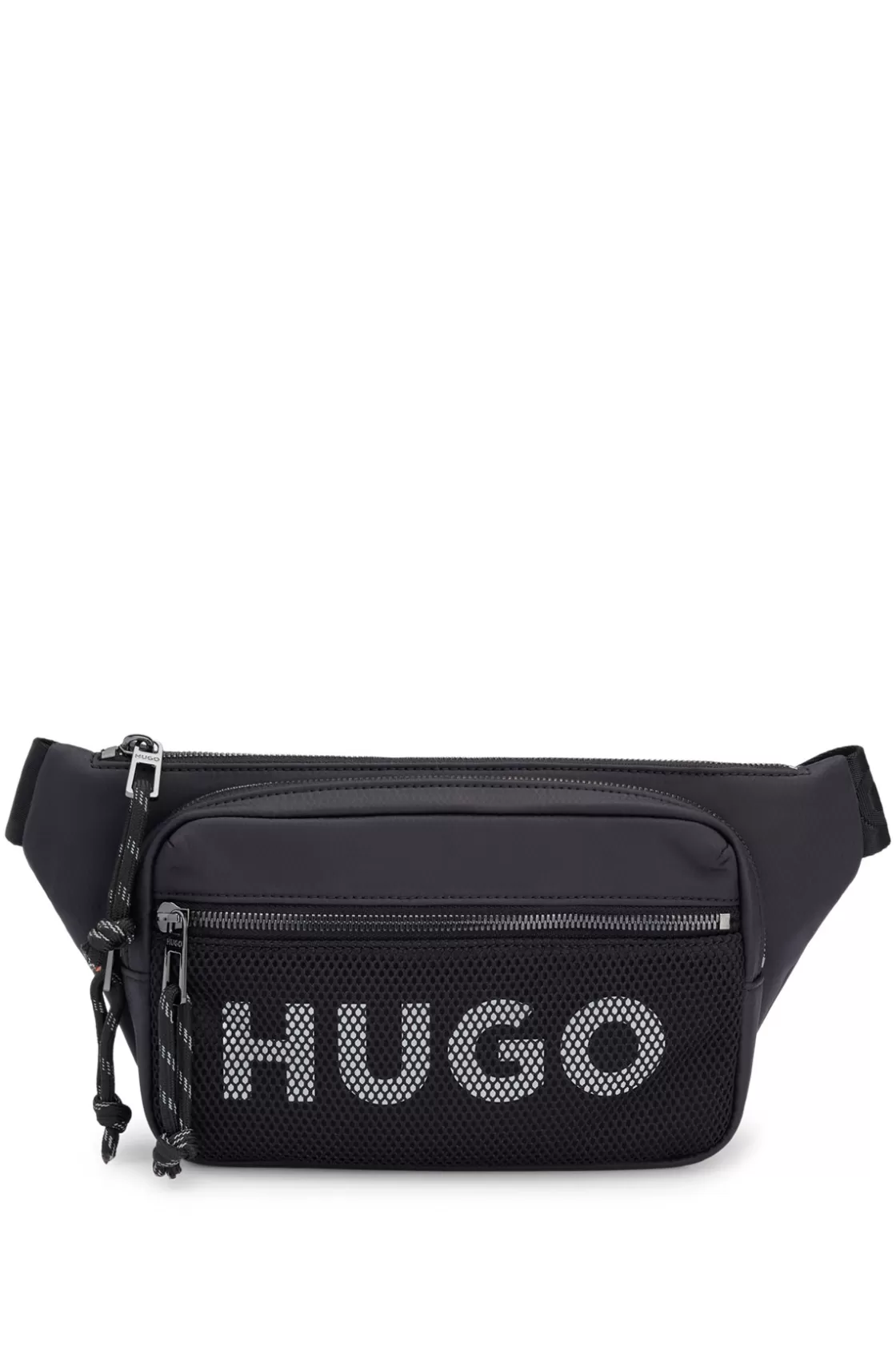 HUGO BOSS Belt Bag With Contrast Logo And Mesh Overlay Black Hot