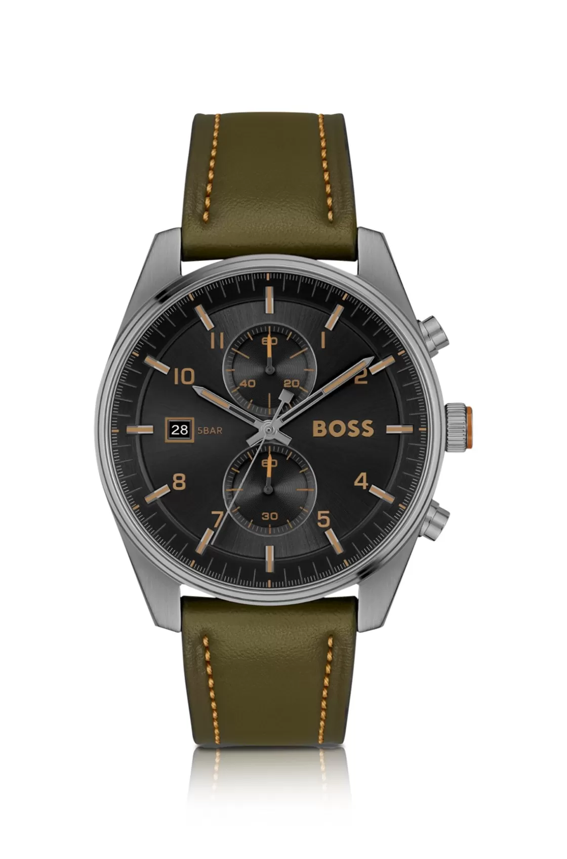 HUGO BOSS Black-dial Chronograph Watch With Green Leather Strap Assorted-Pre-Pack Outlet