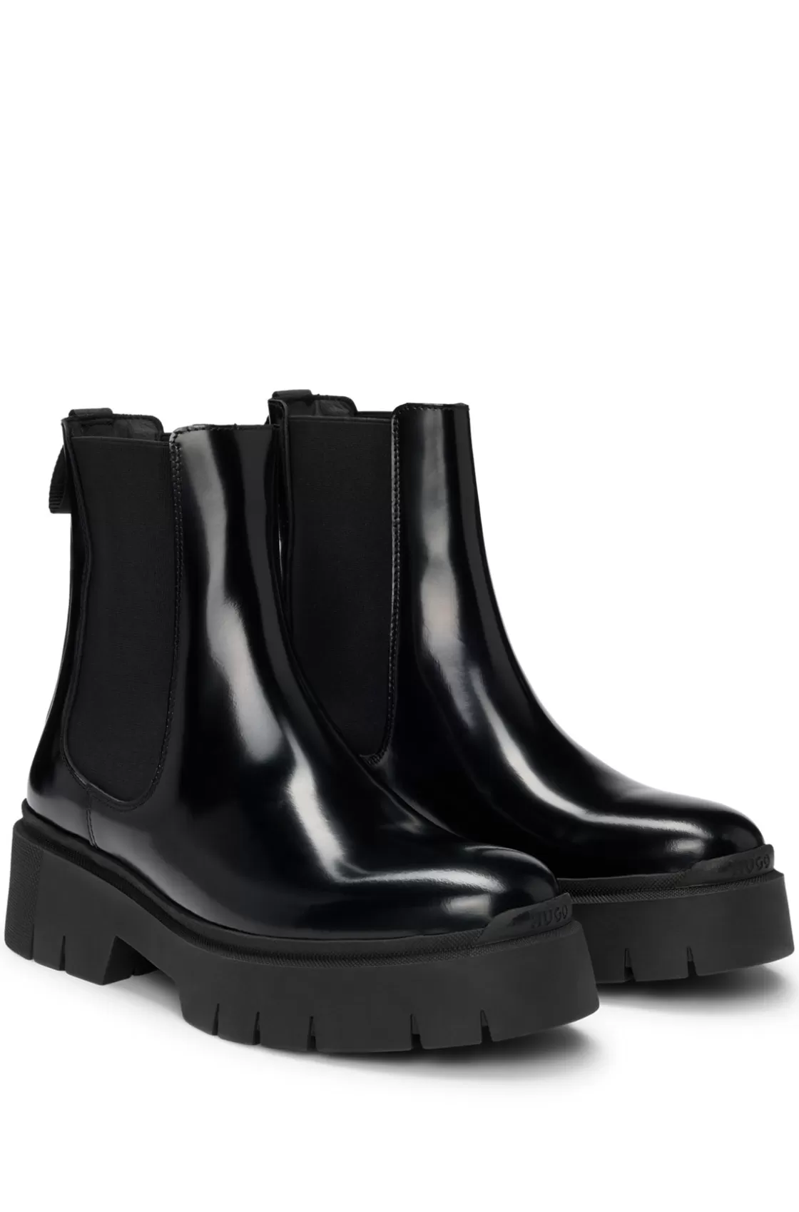 HUGO BOSS Block-heel Chelsea Boots In Faux Leather Black Cheap