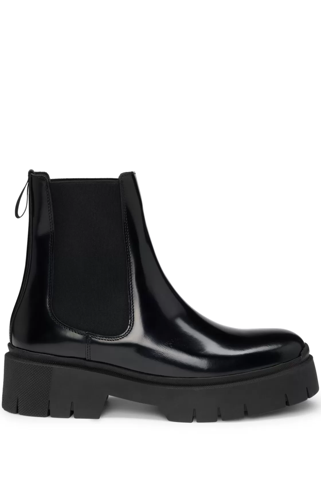 HUGO BOSS Block-heel Chelsea Boots In Faux Leather Black Cheap