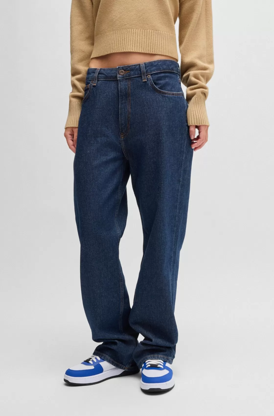 HUGO BOSS Blue Salt-and-pepper Jeans In Comfort-stretch Denim Dark Blue Best Sale