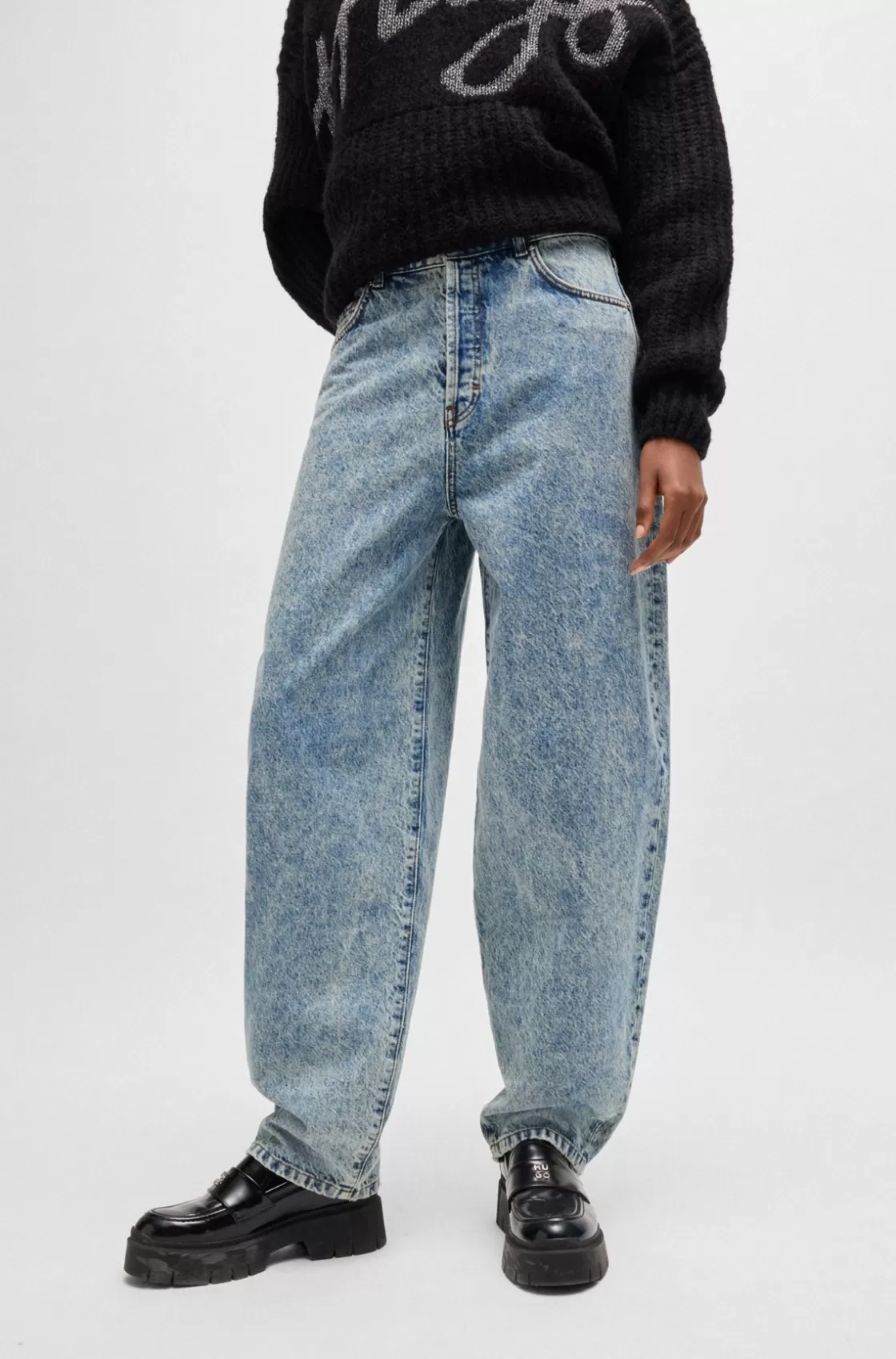 HUGO BOSS Blue Straight-fit Jeans With Wide Leg Dark Blue Hot