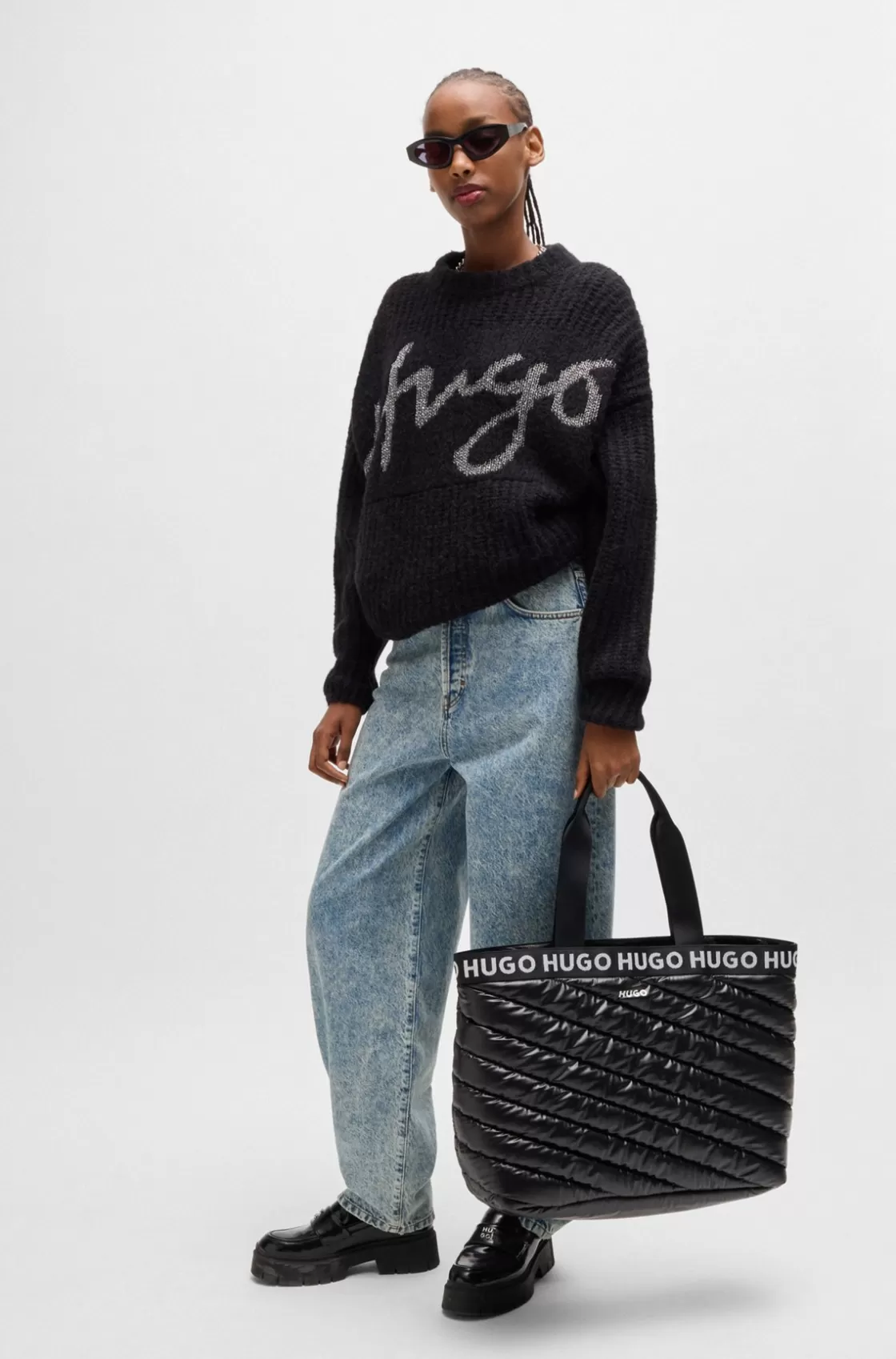 HUGO BOSS Blue Straight-fit Jeans With Wide Leg Dark Blue Hot