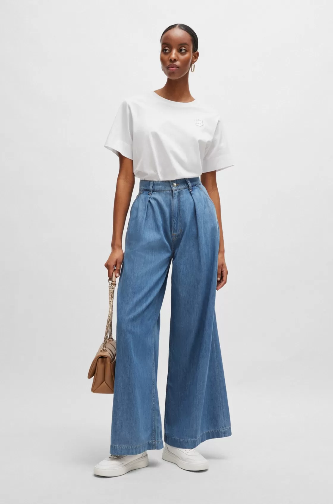 HUGO BOSS Blue-denim Jeans With A Wide Leg Turquoise Fashion