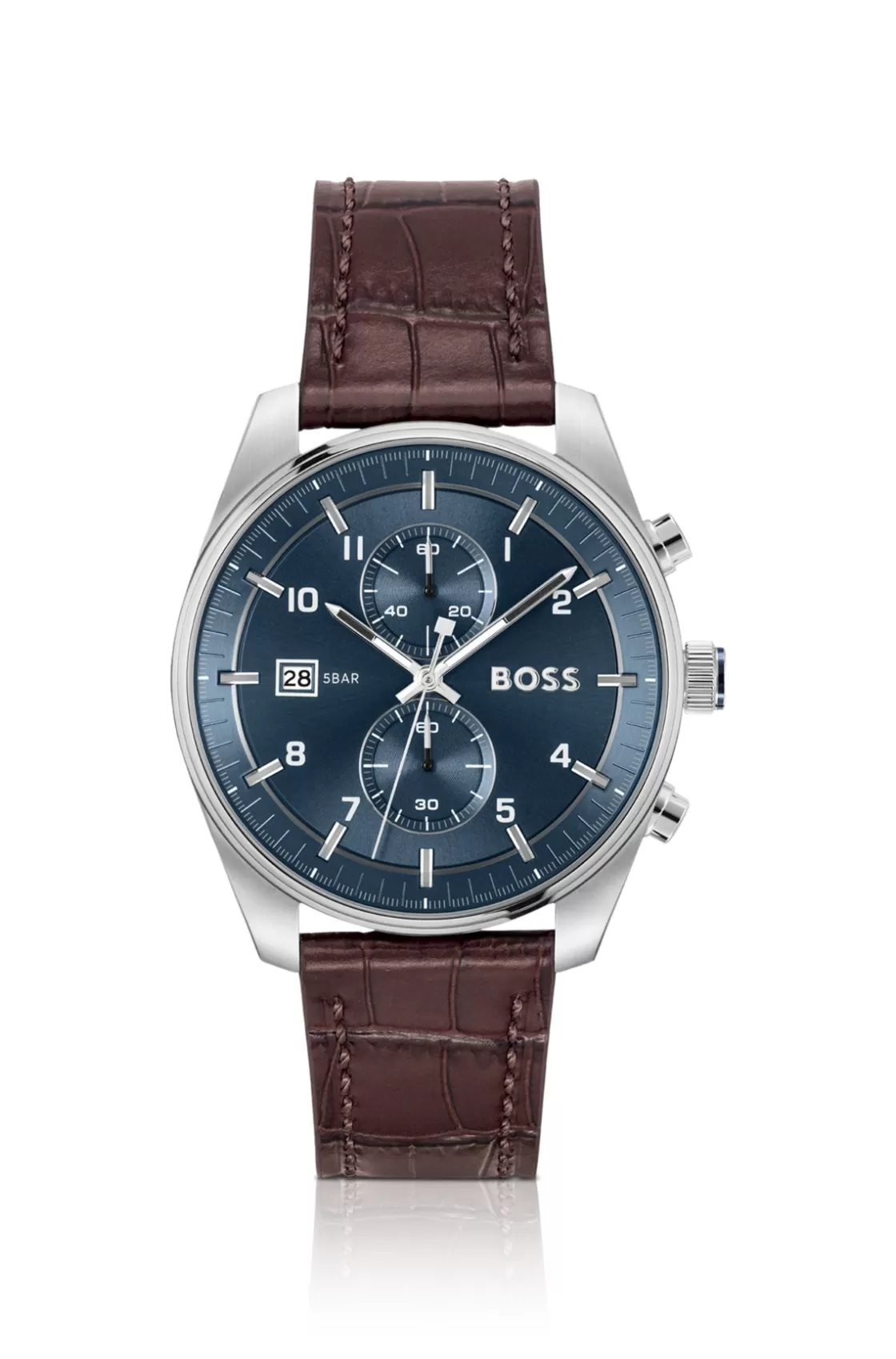 HUGO BOSS Blue-dial Chronograph Watch With Alligator-embossed Leather Strap Assorted-Pre-Pack Best