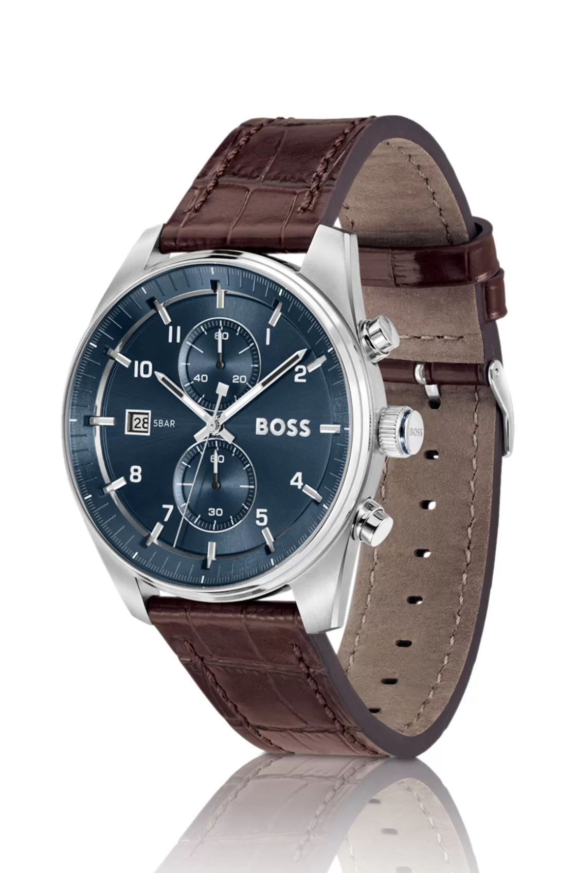 HUGO BOSS Blue-dial Chronograph Watch With Alligator-embossed Leather Strap Assorted-Pre-Pack Best