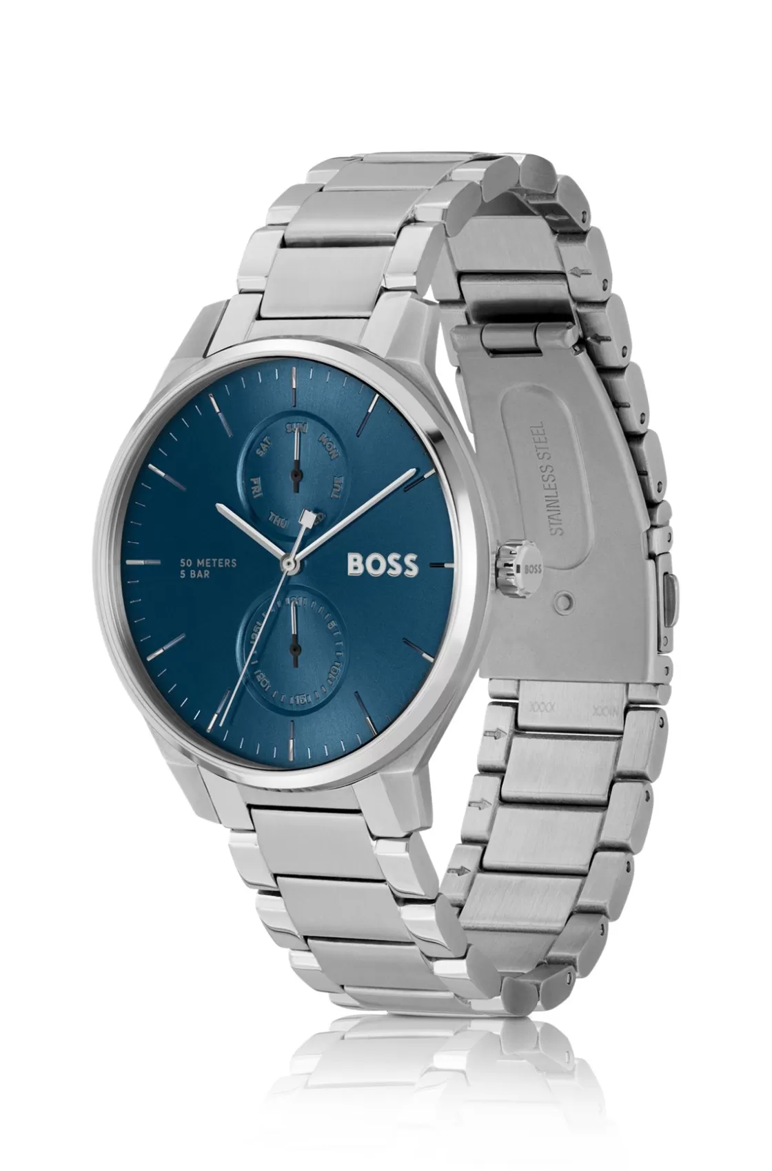 HUGO BOSS Blue-dial Watch With Stainless-steel Link Bracelet Assorted-Pre-Pack Hot