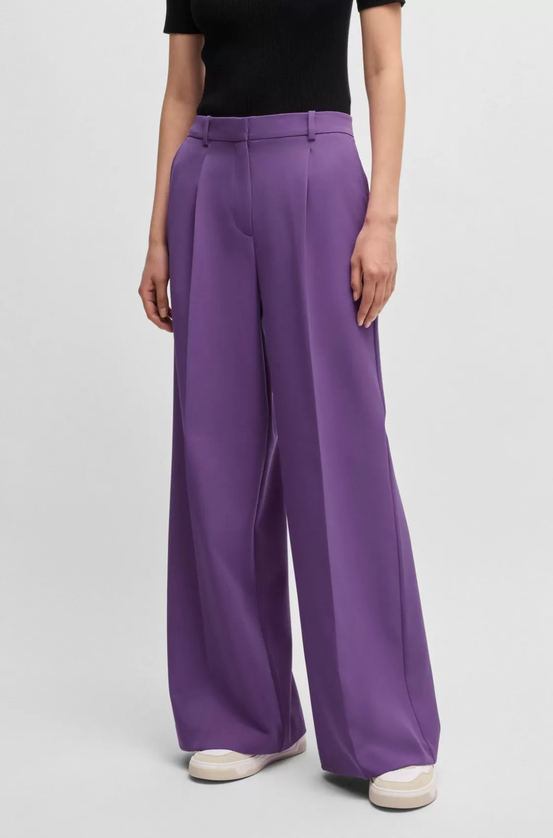HUGO BOSS Boot-leg Trousers In Stretch Fabric Light Purple Cheap