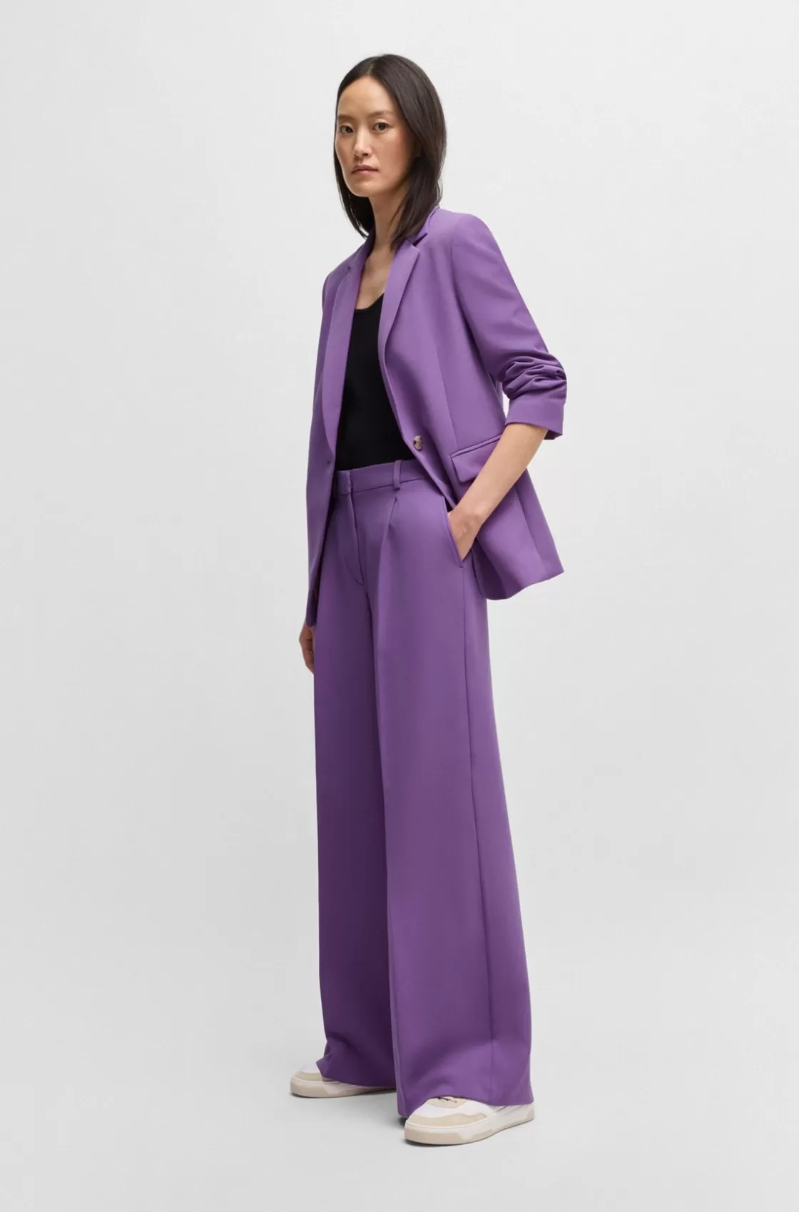 HUGO BOSS Boot-leg Trousers In Stretch Fabric Light Purple Cheap