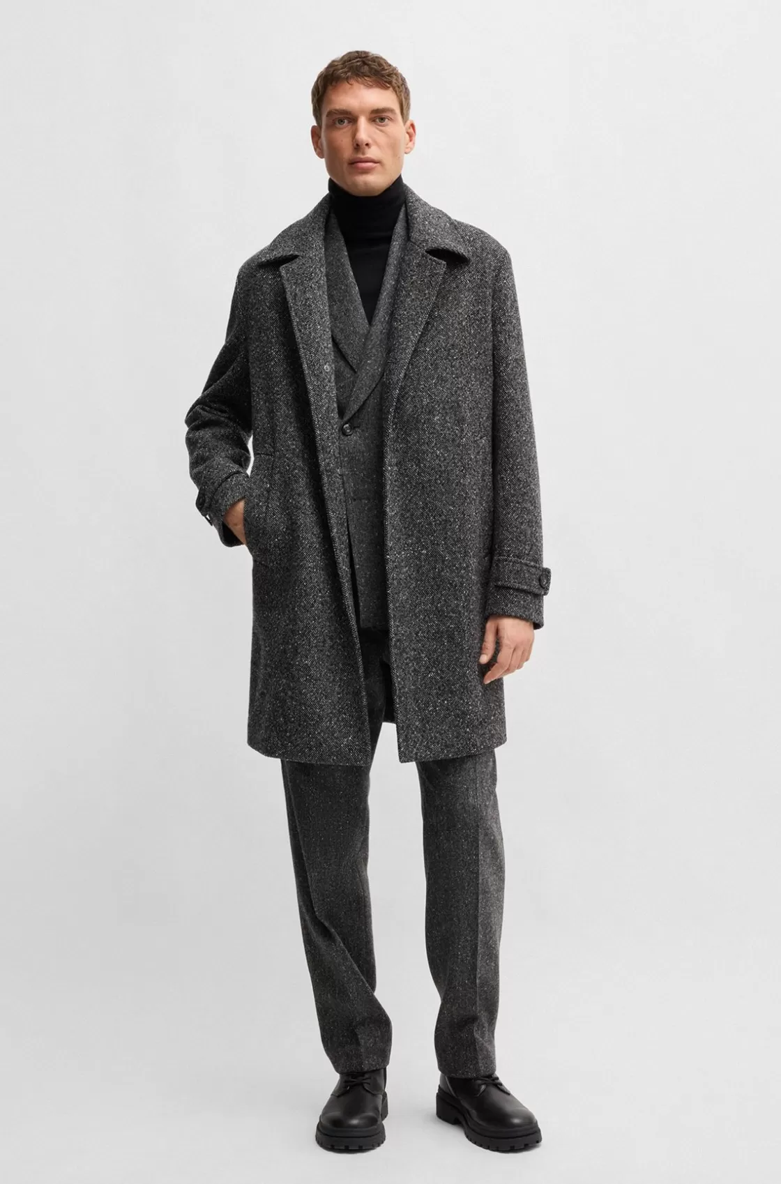 HUGO BOSS BOSS SELECTED BY BECKHAM Wool-blend Coat Grey Cheap