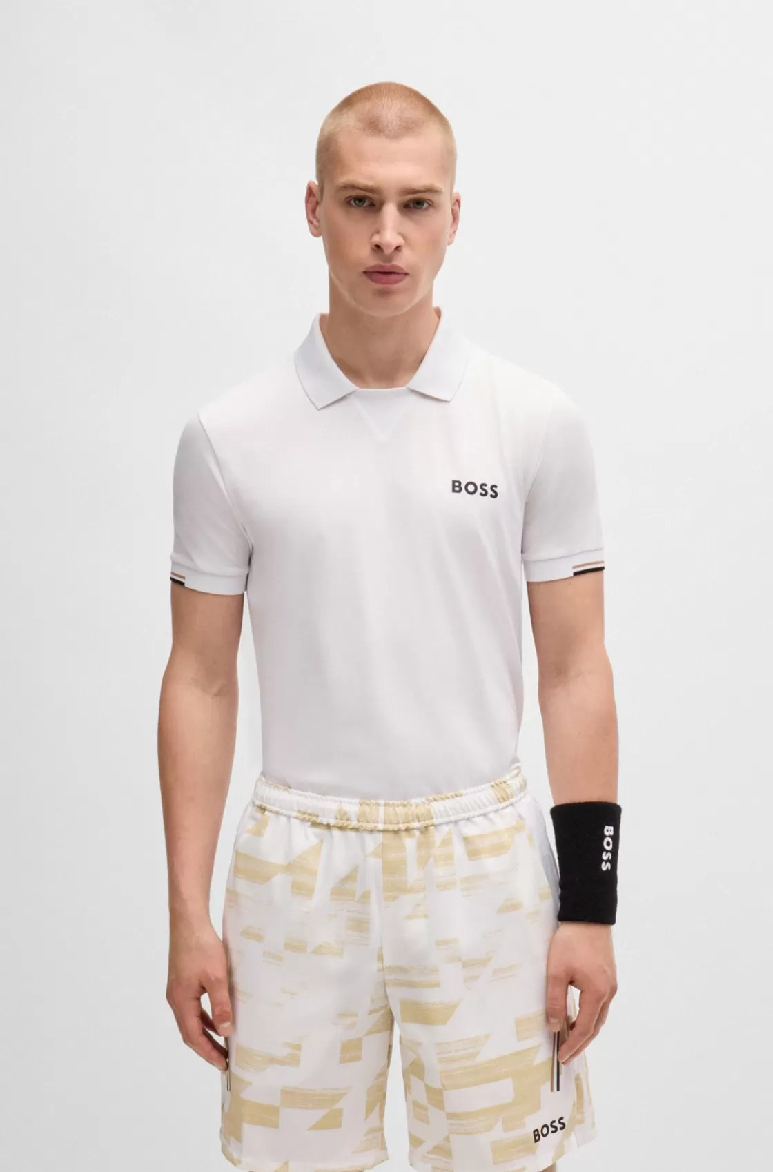 HUGO BOSS BOSS X Matteo Berrettini V-insert Slim-fit Polo Shirt White Sale
