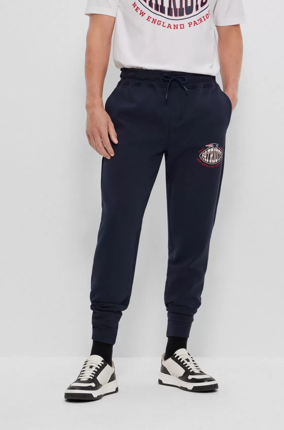 HUGO BOSS BOSS X NFL Cotton-blend Tracksuit Bottoms With Collaborative Branding Patriots Discount