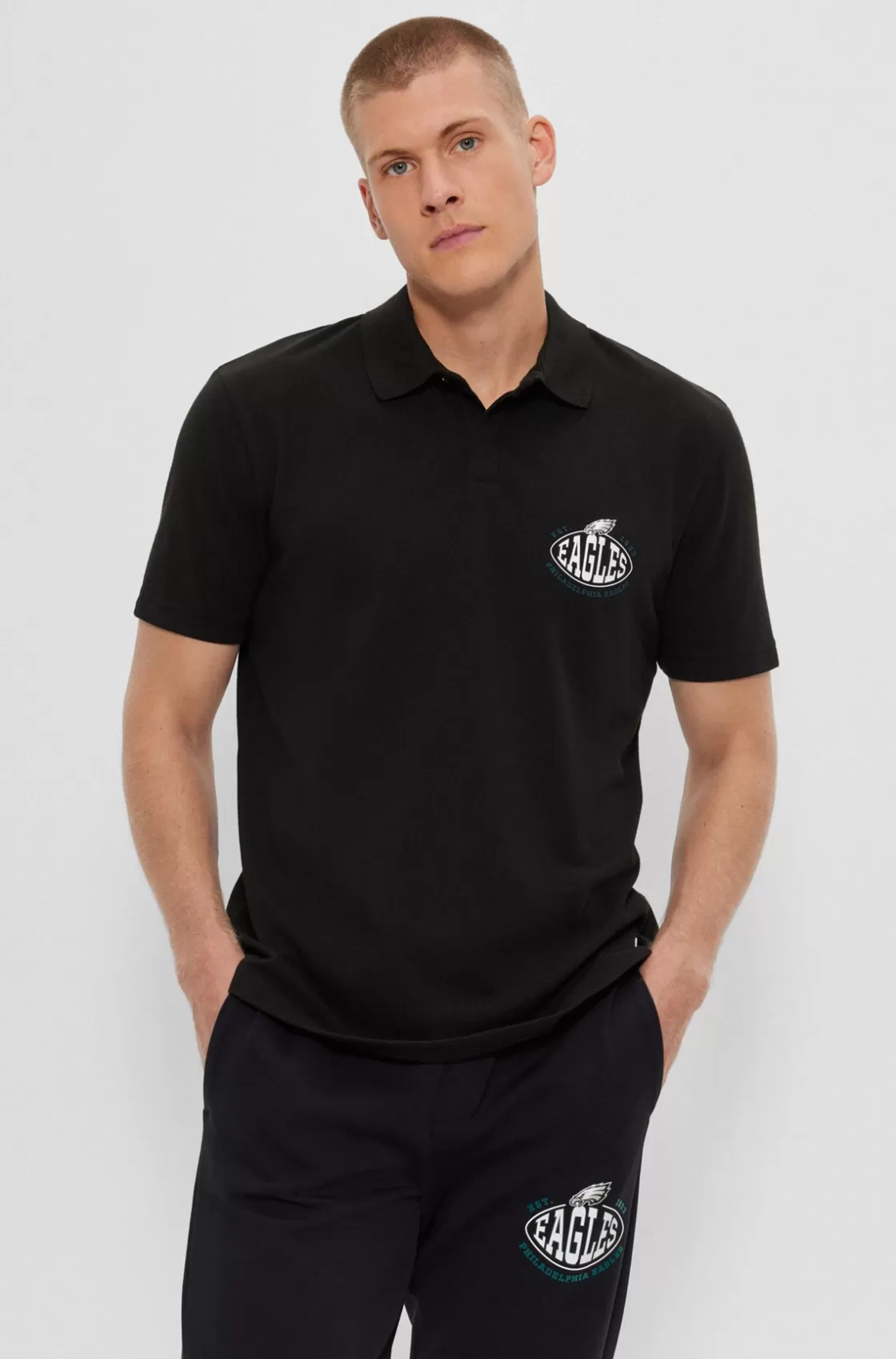 HUGO BOSS BOSS X NFL Cotton-piqué Polo Shirt With Collaborative Branding Eagles Cheap