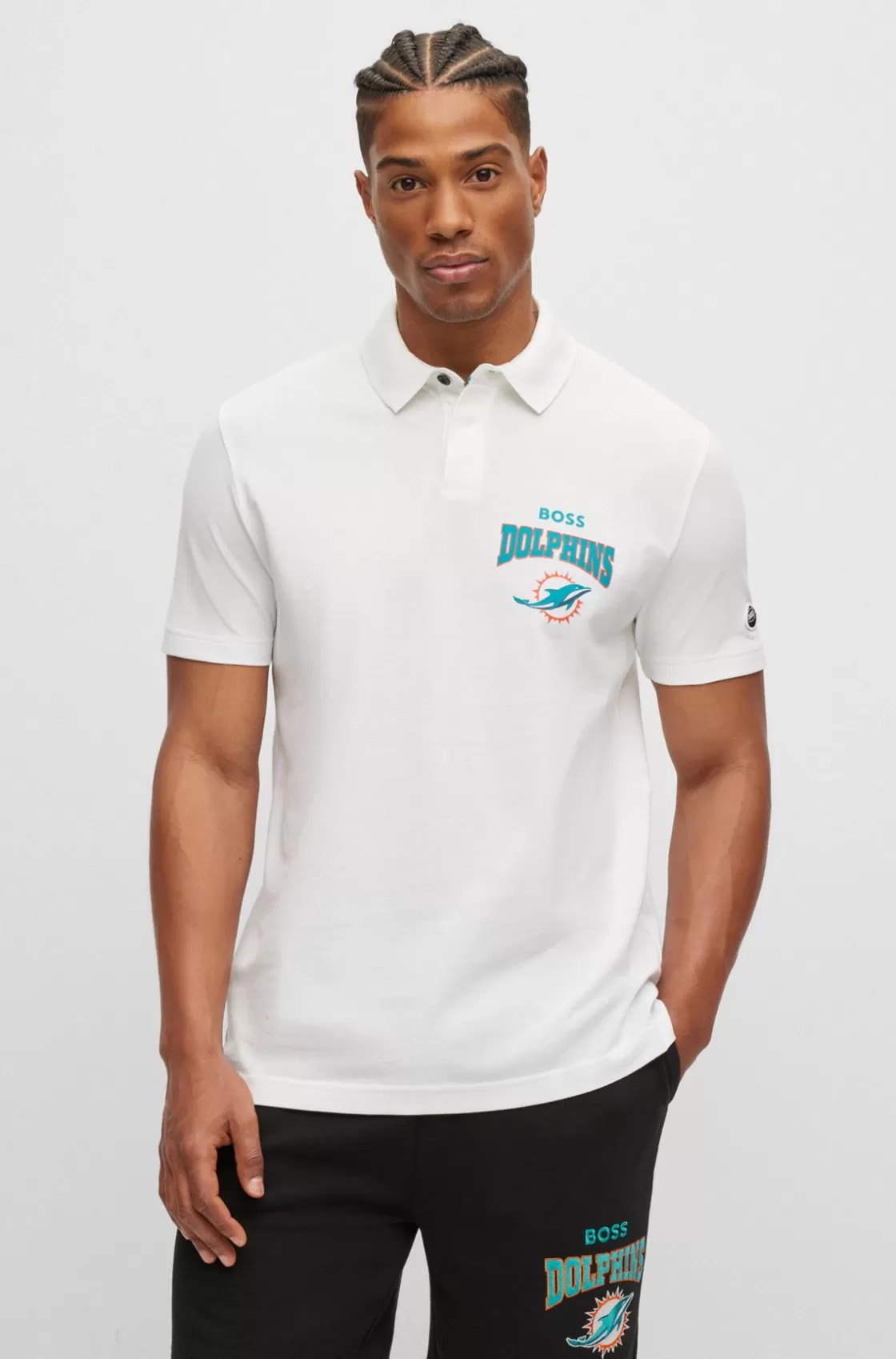 HUGO BOSS BOSS X NFL Cotton-piqué Polo Shirt With Collaborative Branding Dolphins Shop