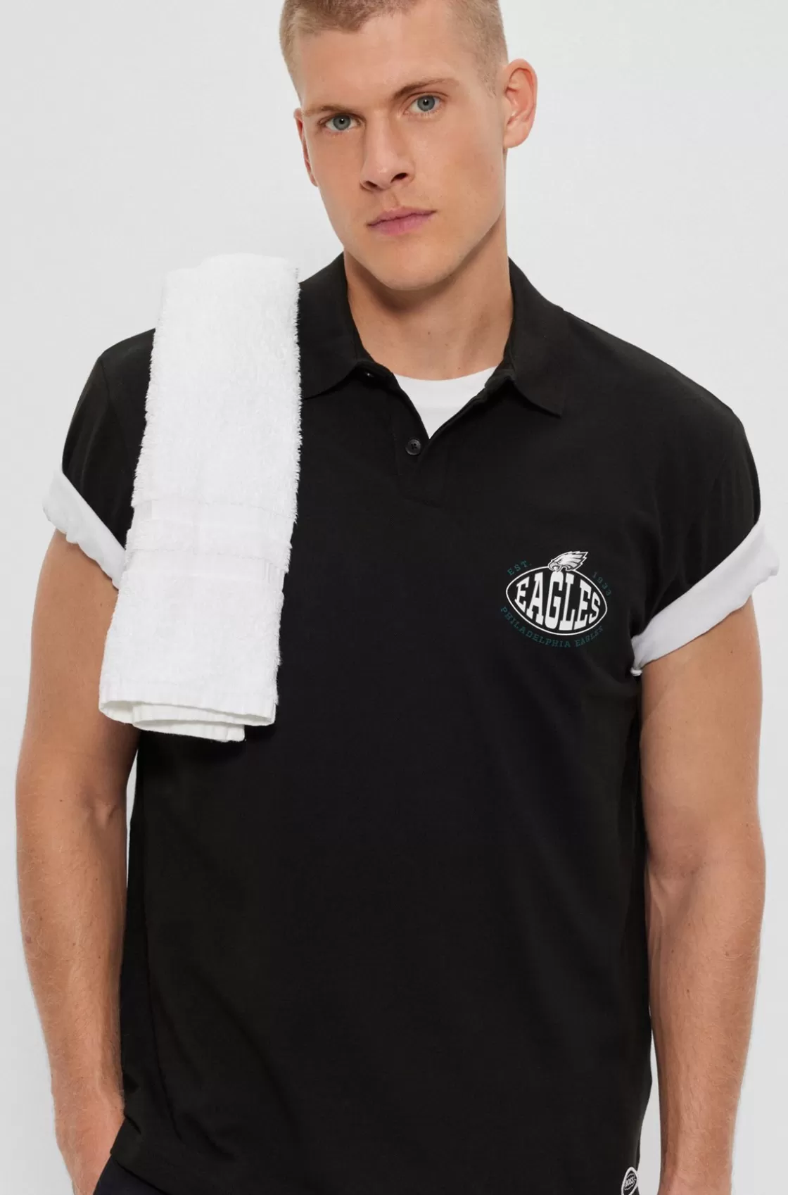 HUGO BOSS BOSS X NFL Cotton-piqué Polo Shirt With Collaborative Branding Eagles Cheap