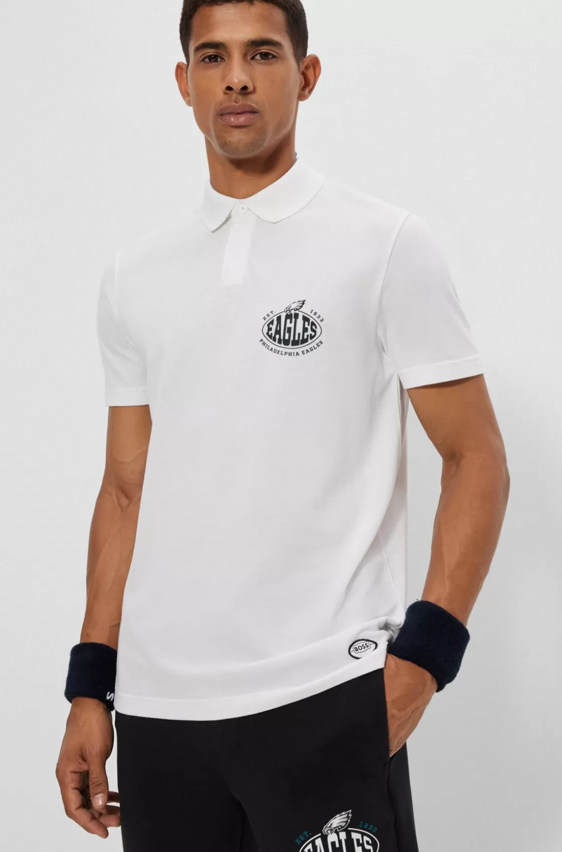 HUGO BOSS BOSS X NFL Cotton-piqué Polo Shirt With Collaborative Branding Eagles Outlet