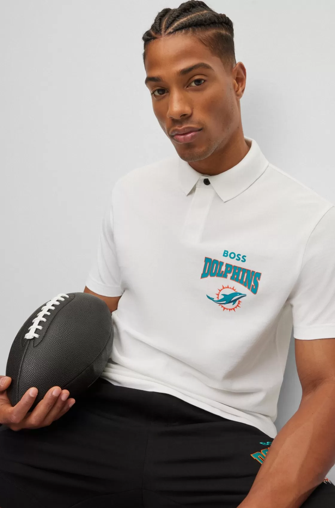 HUGO BOSS BOSS X NFL Cotton-piqué Polo Shirt With Collaborative Branding Dolphins Shop