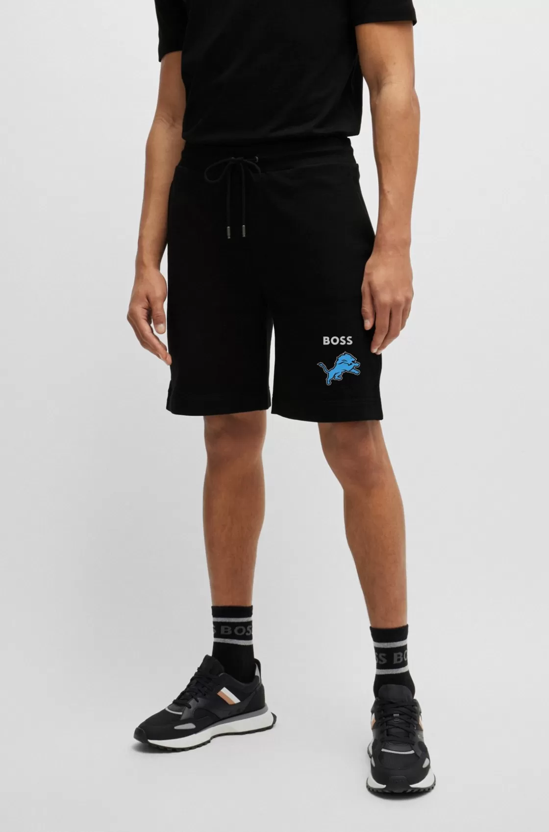 HUGO BOSS BOSS X NFL Cotton-terry Shorts With Special Artwork Black Cheap