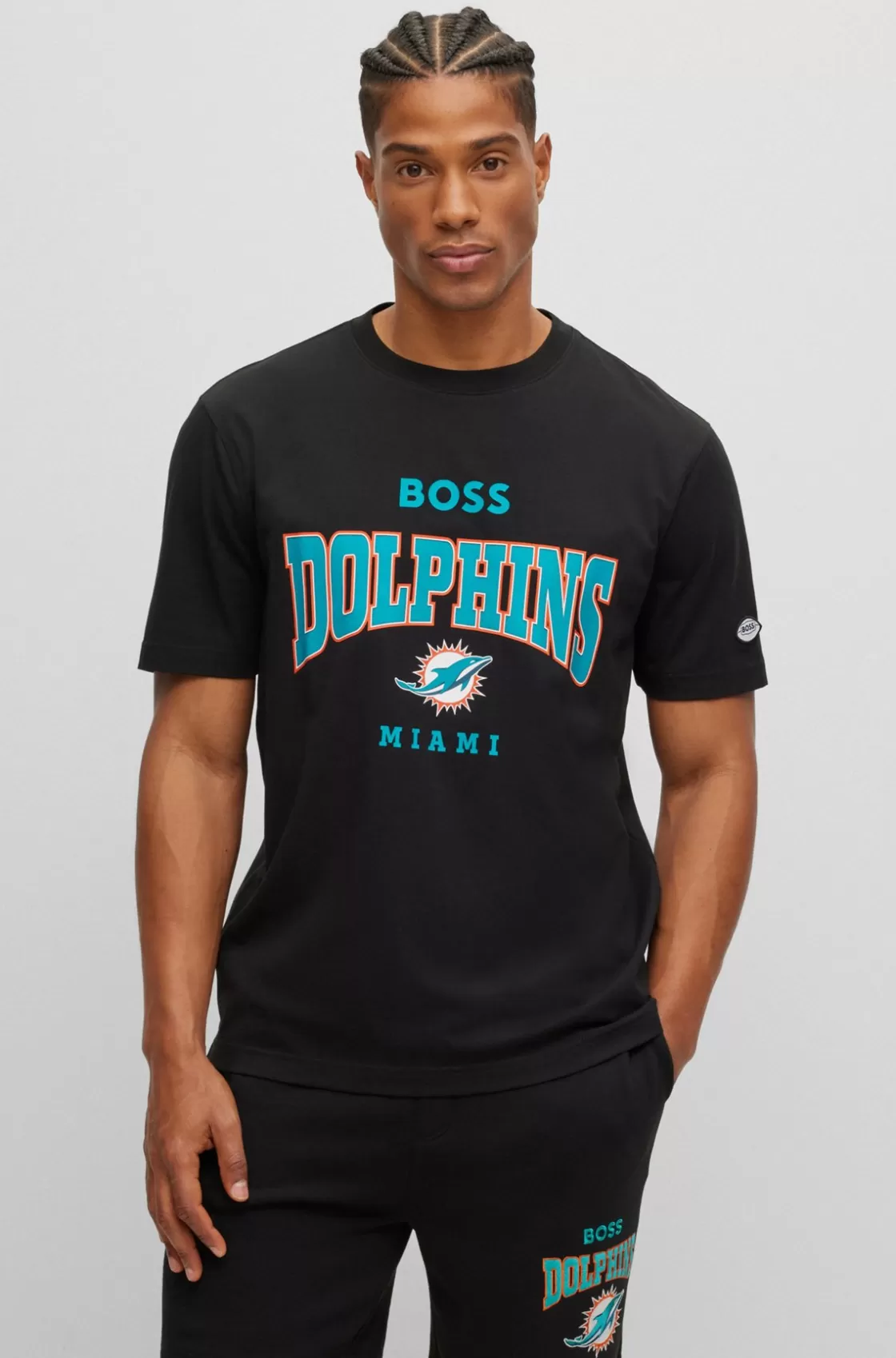 HUGO BOSS BOSS X NFL Stretch-cotton T-shirt With Collaborative Branding Dolphins Online