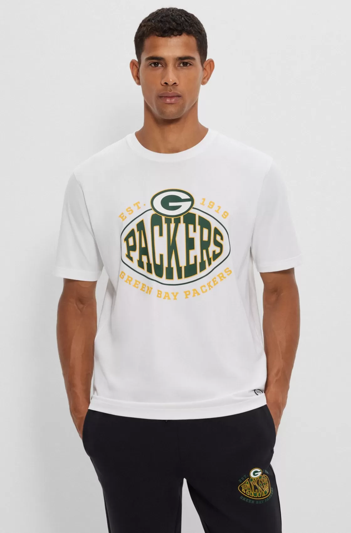 HUGO BOSS BOSS X NFL Stretch-cotton T-shirt With Collaborative Branding Packers Online