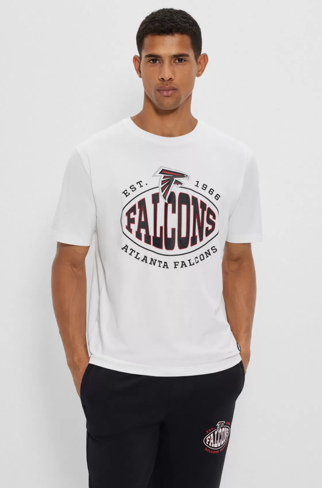 HUGO BOSS BOSS X NFL Stretch-cotton T-shirt With Collaborative Branding Falcons New
