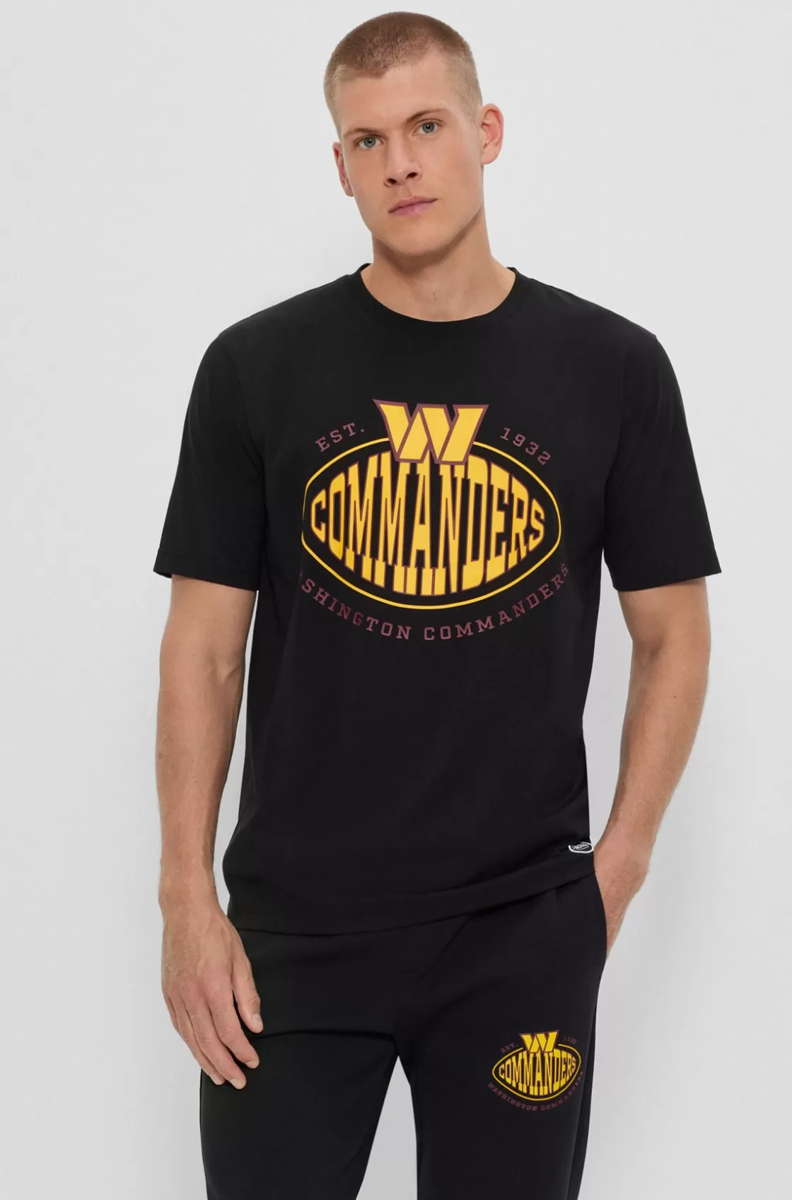 HUGO BOSS BOSS X NFL Stretch-cotton T-shirt With Collaborative Branding Commanders Sale