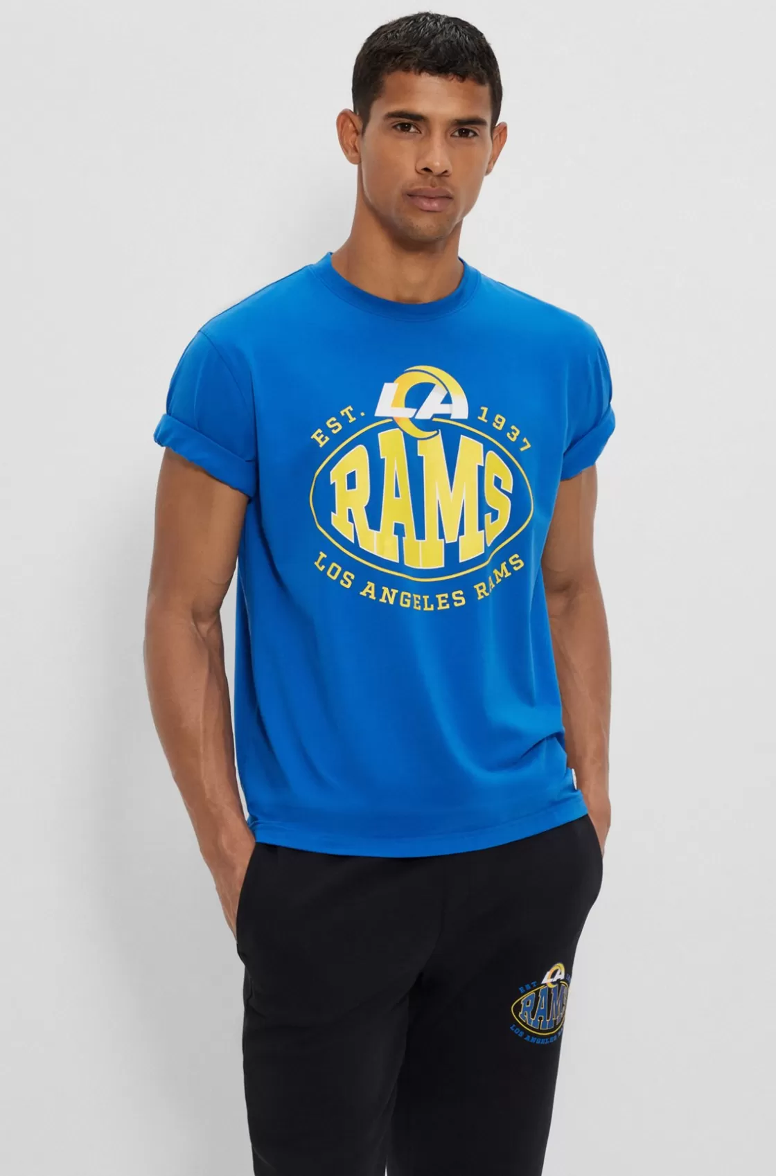 HUGO BOSS BOSS X NFL Stretch-cotton T-shirt With Collaborative Branding Rams Cheap