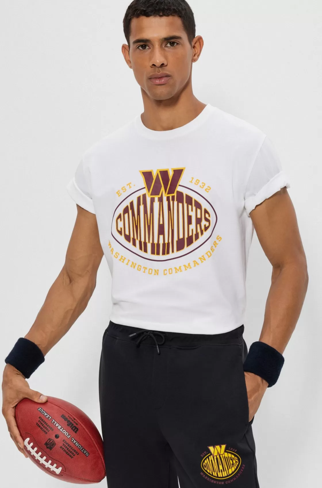 HUGO BOSS BOSS X NFL Stretch-cotton T-shirt With Collaborative Branding Commanders Cheap
