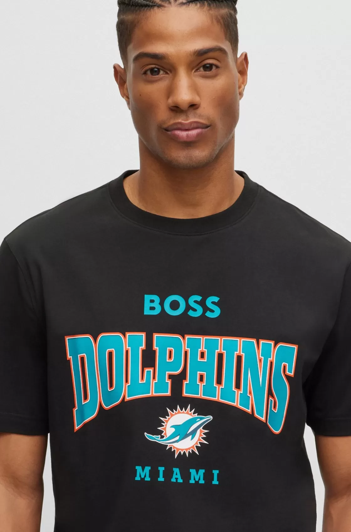 HUGO BOSS BOSS X NFL Stretch-cotton T-shirt With Collaborative Branding Dolphins Online