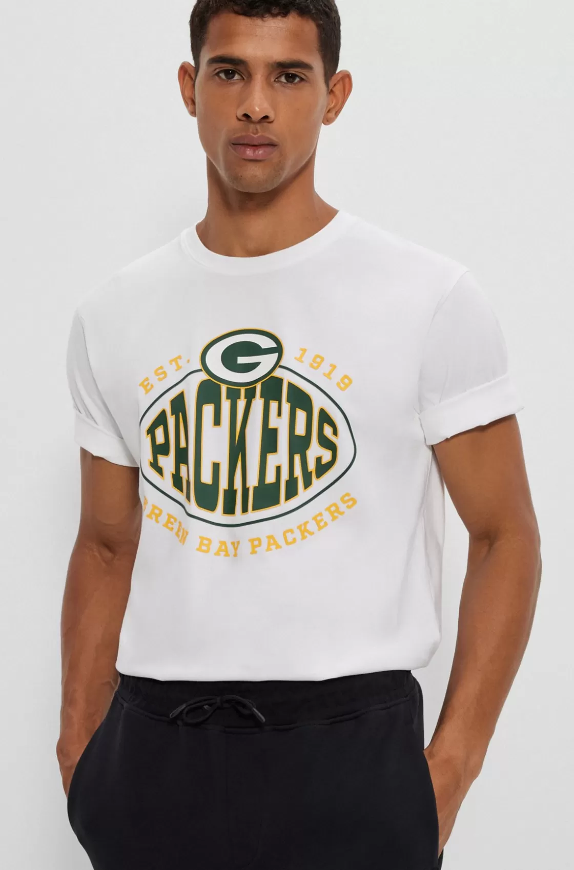 HUGO BOSS BOSS X NFL Stretch-cotton T-shirt With Collaborative Branding Packers Online