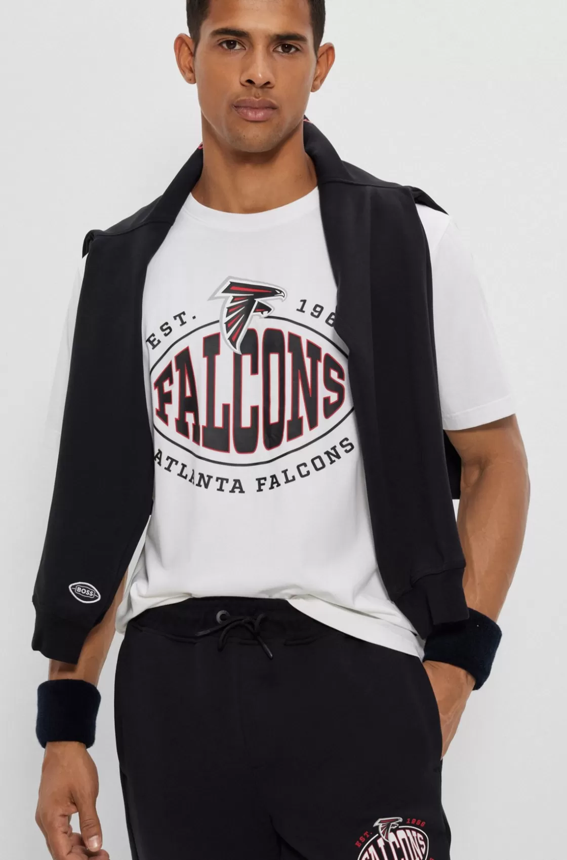 HUGO BOSS BOSS X NFL Stretch-cotton T-shirt With Collaborative Branding Falcons New